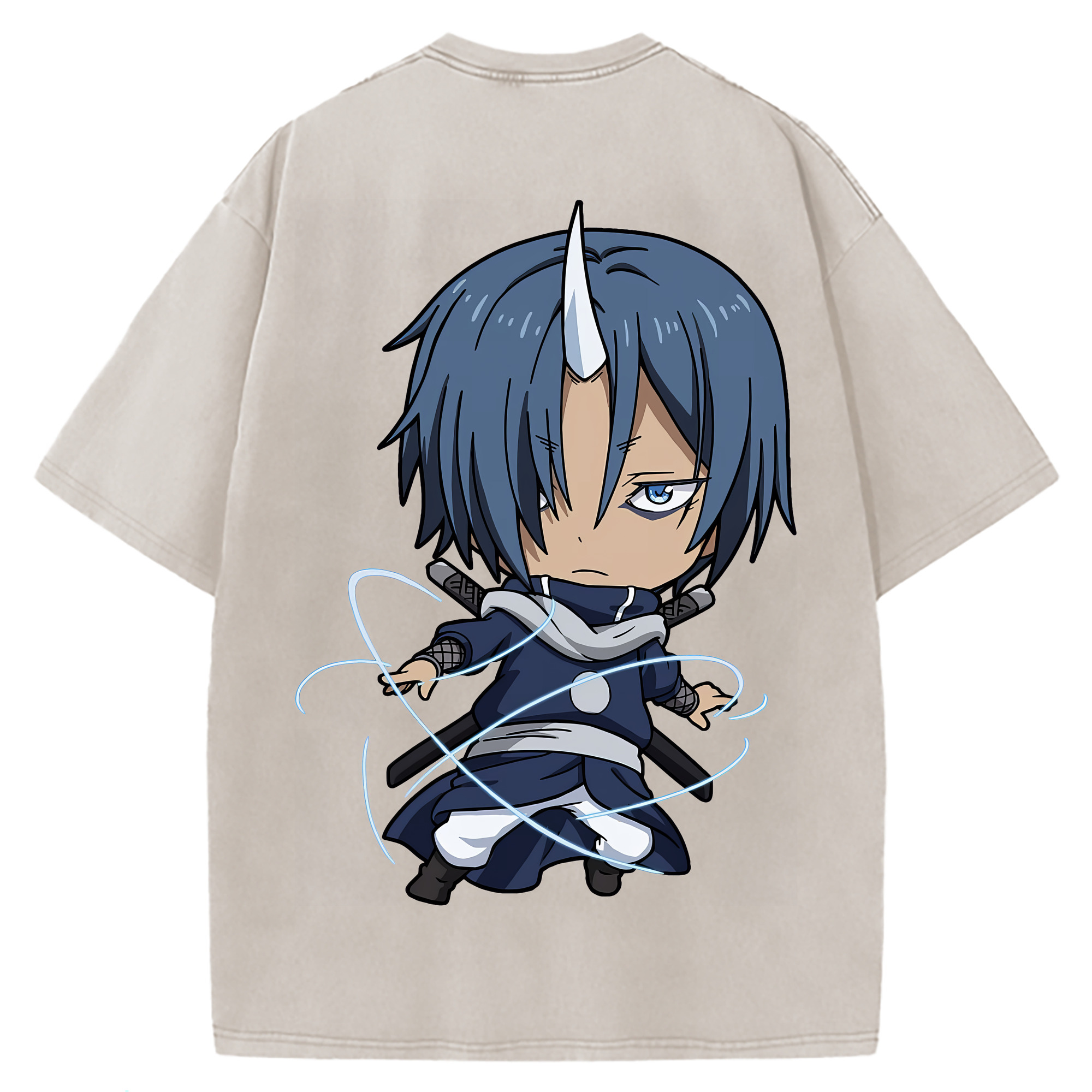 （画像用） 転スラ Regarding Reincarnated to Slime 綿100% ヴィンテージ風 半袖Tシャツ（背面プリント）
