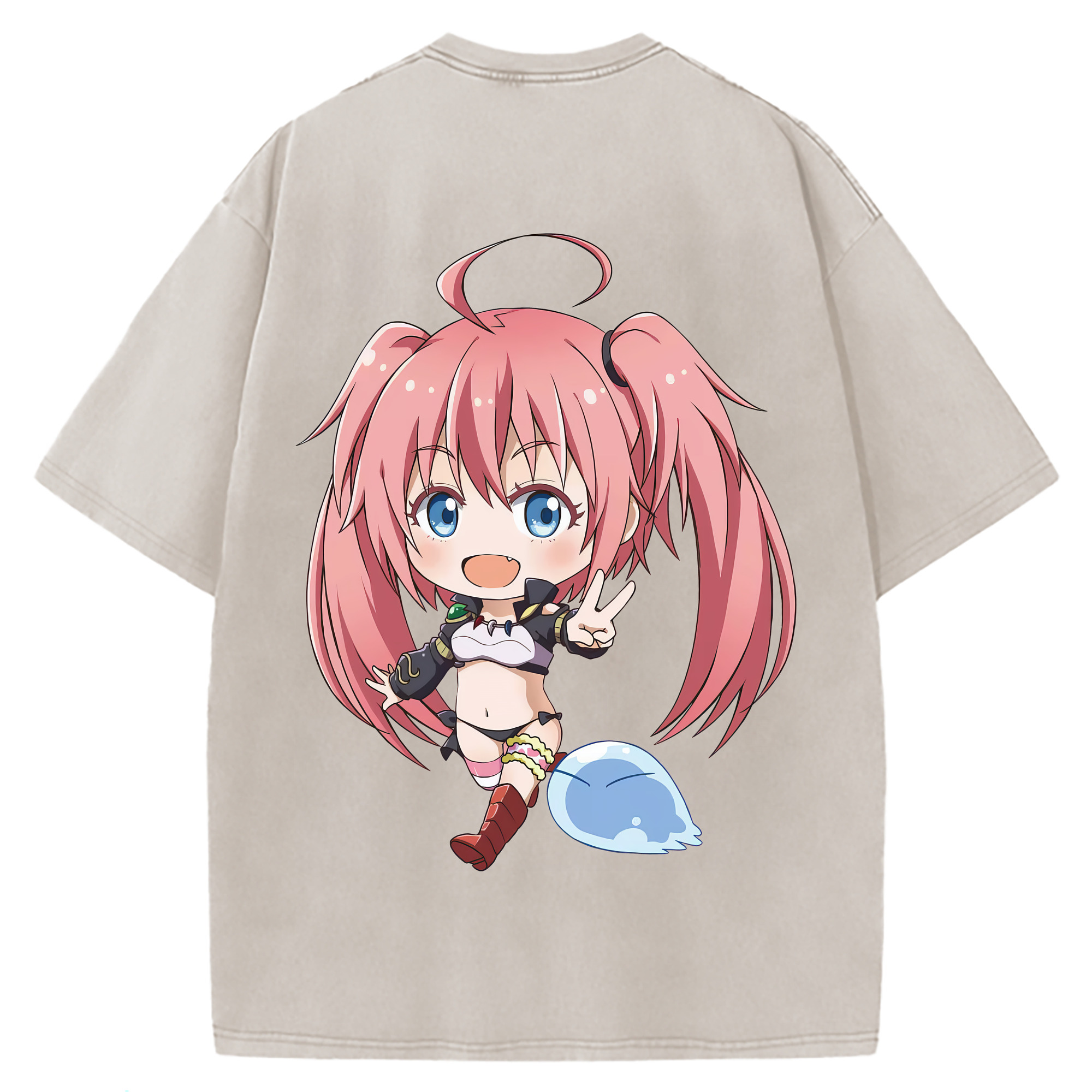 （画像用） 転スラ Regarding Reincarnated to Slime 綿100% ヴィンテージ風 半袖Tシャツ（背面プリント）
