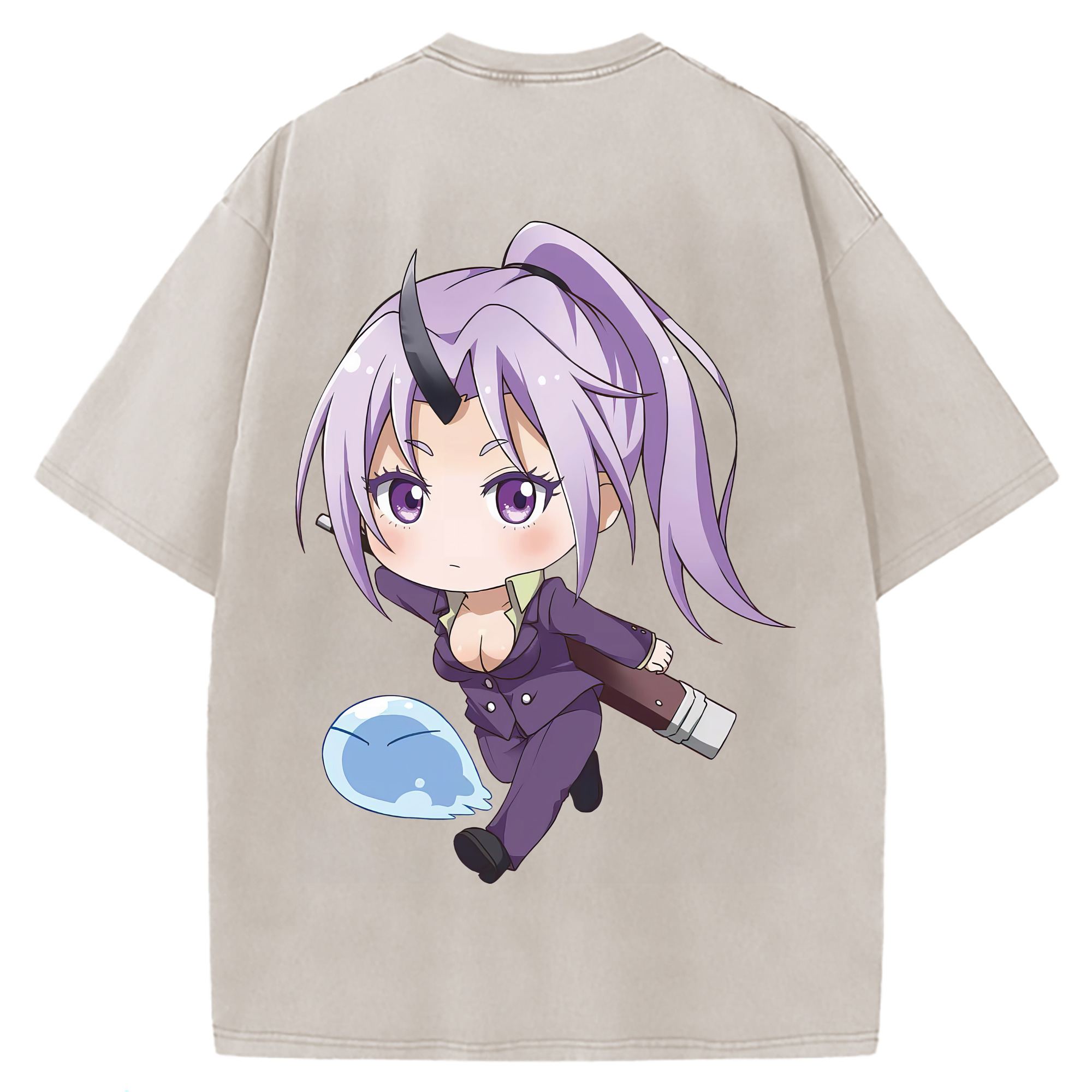（画像用） 転スラ Regarding Reincarnated to Slime 綿100% ヴィンテージ風 半袖Tシャツ（背面プリント）