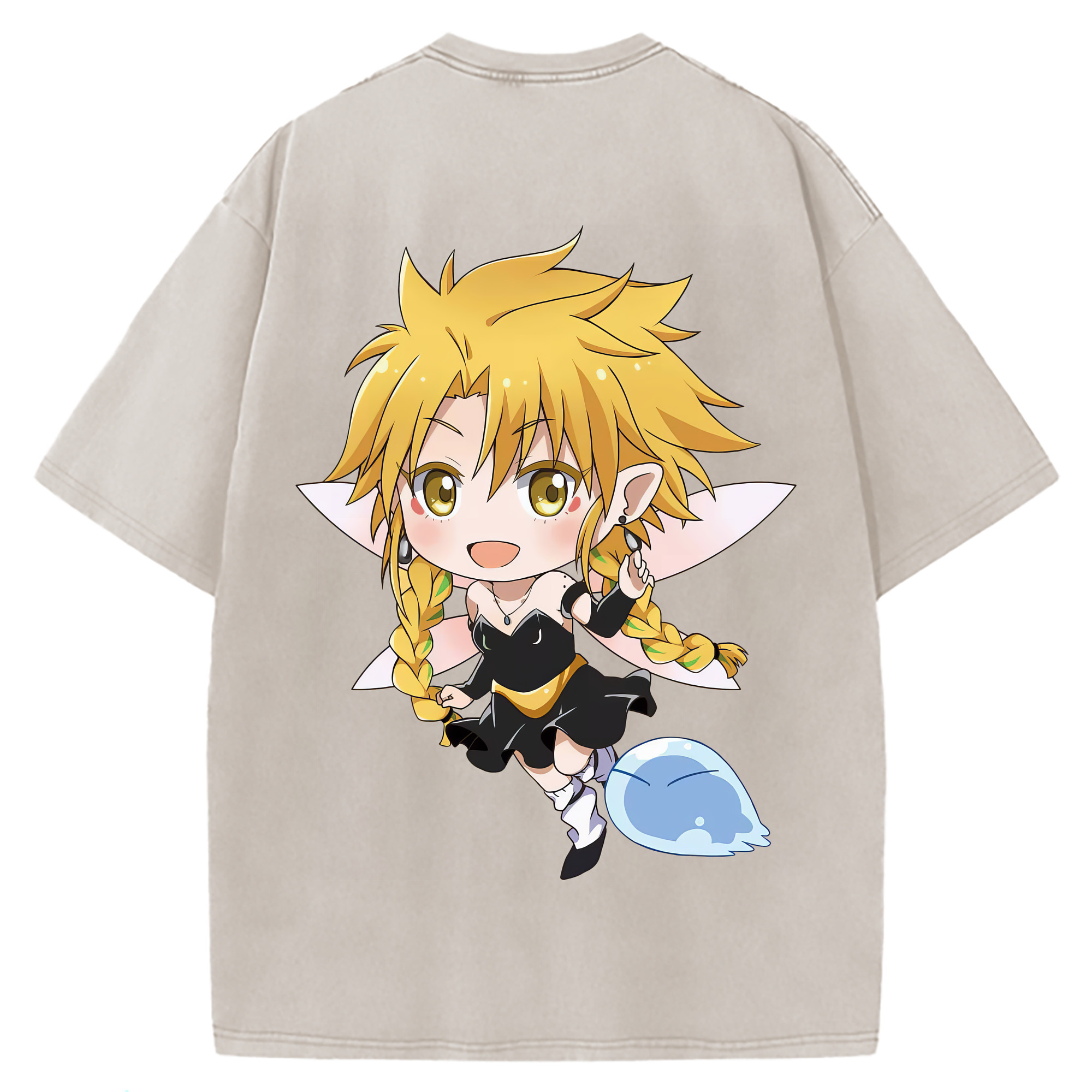 （画像用） 転スラ Regarding Reincarnated to Slime 綿100% ヴィンテージ風 半袖Tシャツ（背面プリント）