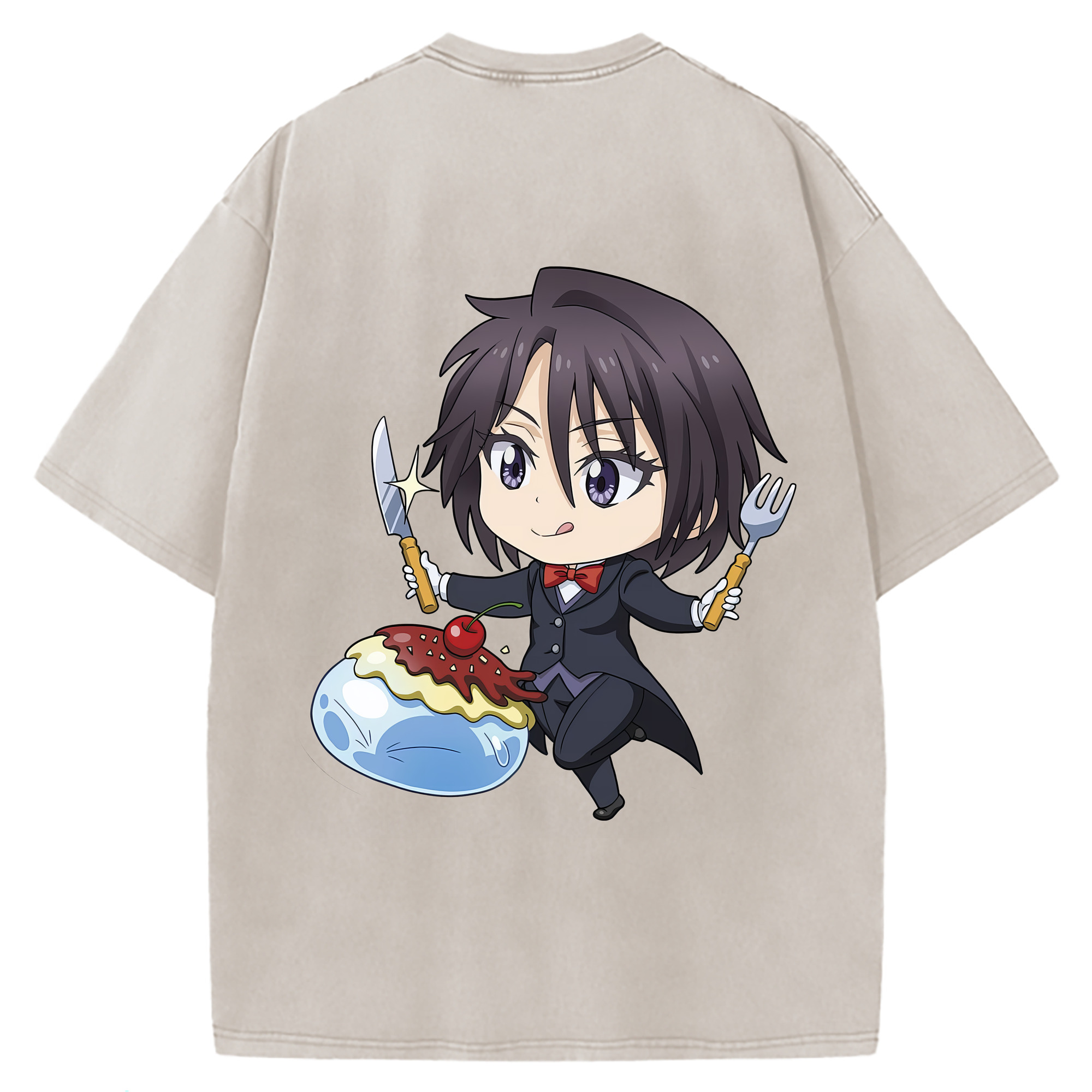 （画像用） 転スラ Regarding Reincarnated to Slime 綿100% ヴィンテージ風 半袖Tシャツ（背面プリント）