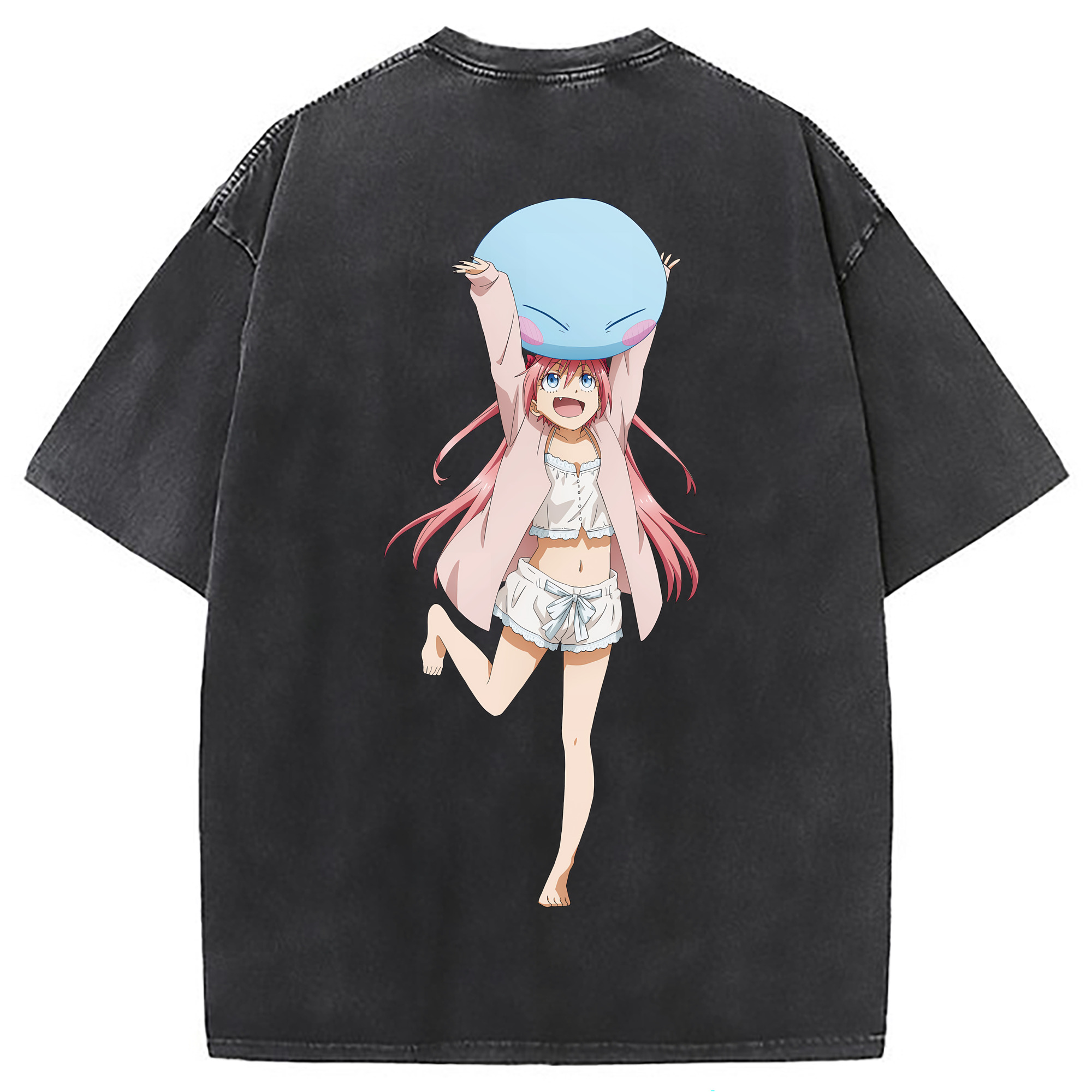 （画像用） 転スラ Regarding Reincarnated to Slime 綿100% ヴィンテージ風 半袖Tシャツ（背面プリント）