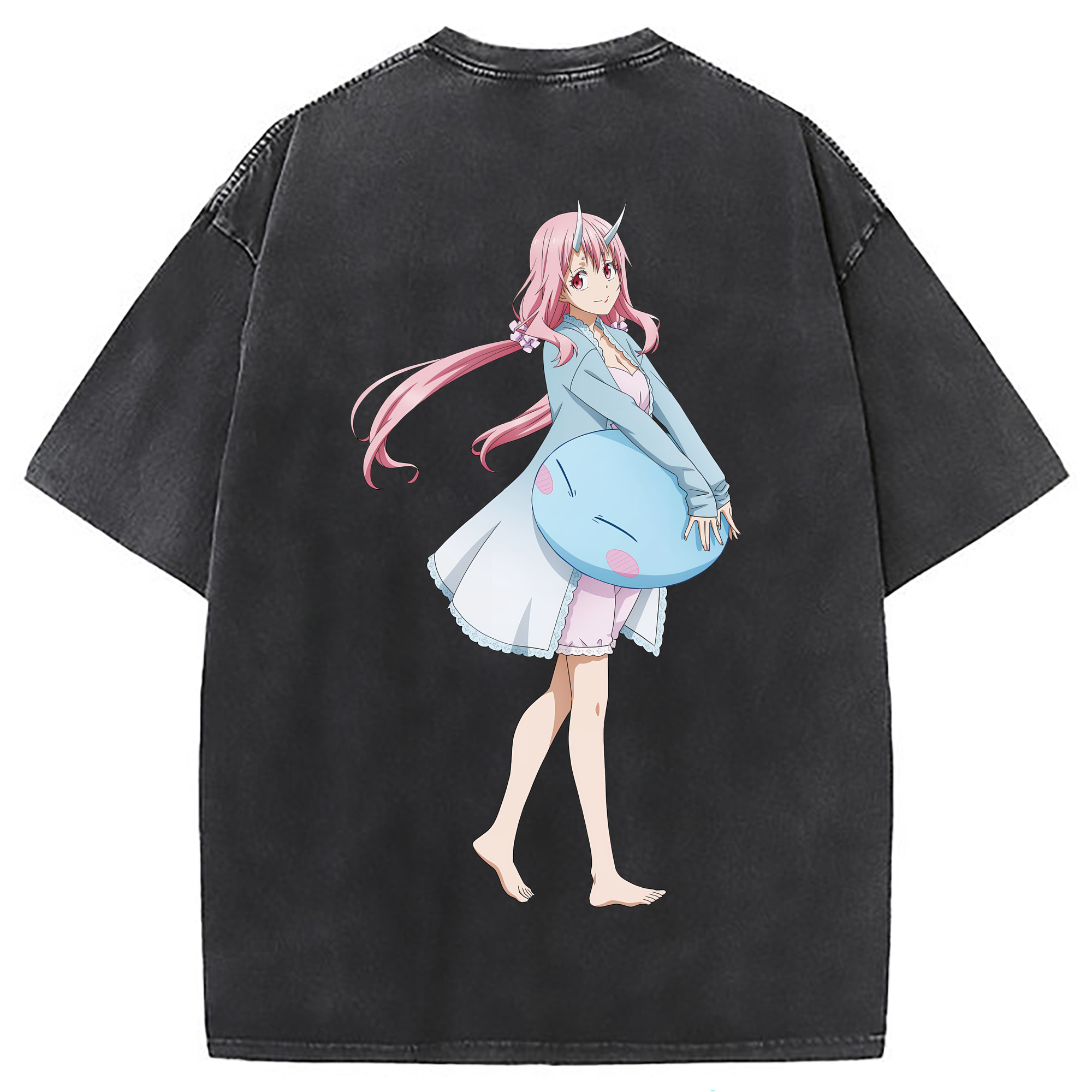 （画像用） 転スラ Regarding Reincarnated to Slime 綿100% ヴィンテージ風 半袖Tシャツ（背面プリント）