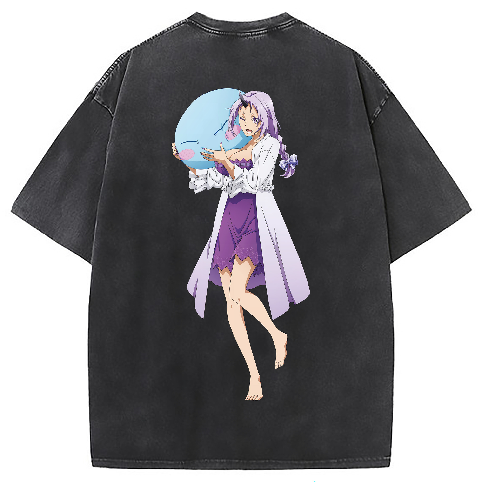 （画像用） 転スラ Regarding Reincarnated to Slime 綿100% ヴィンテージ風 半袖Tシャツ（背面プリント）