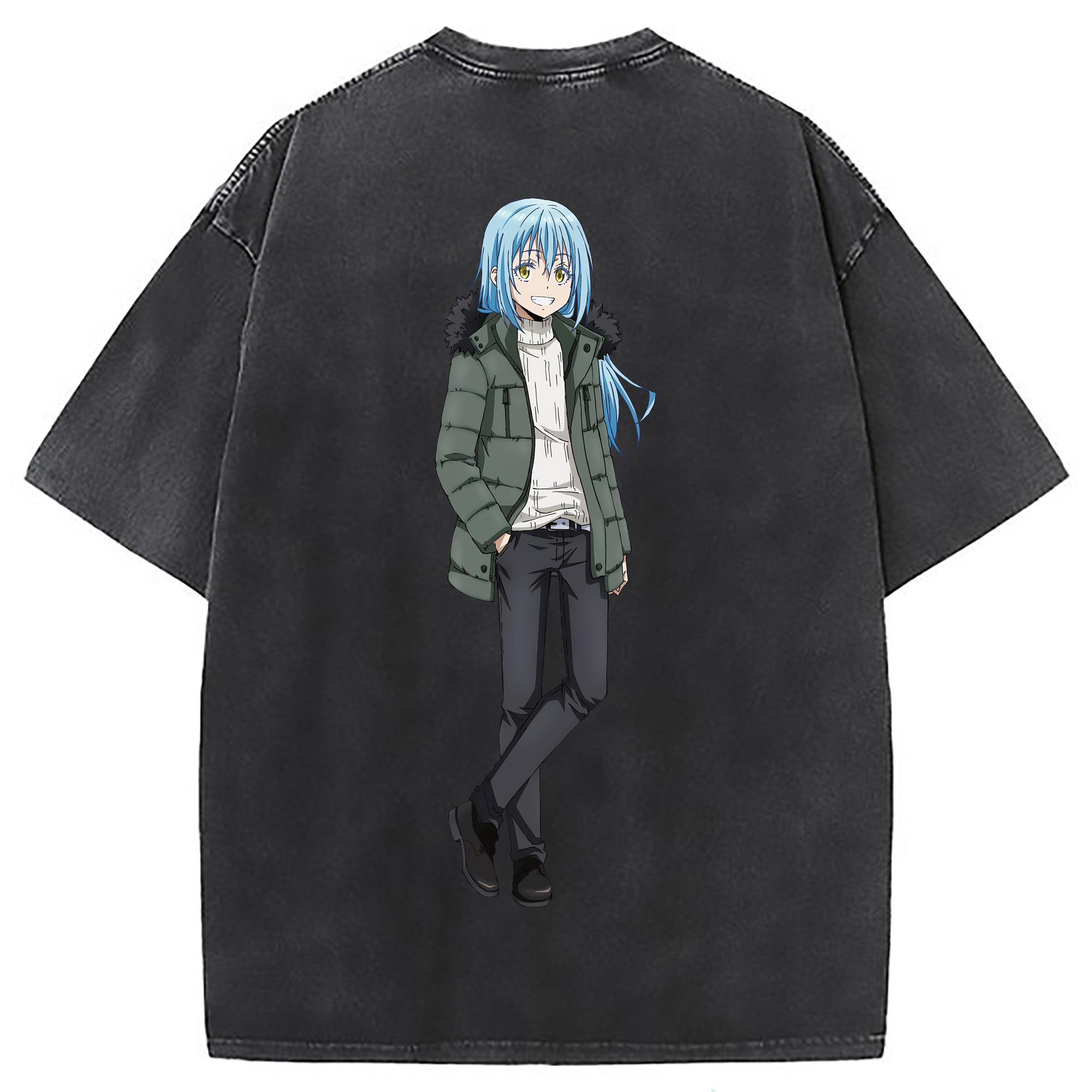 （画像用） 転スラ Regarding Reincarnated to Slime 綿100% ヴィンテージ風 半袖Tシャツ（背面プリント）