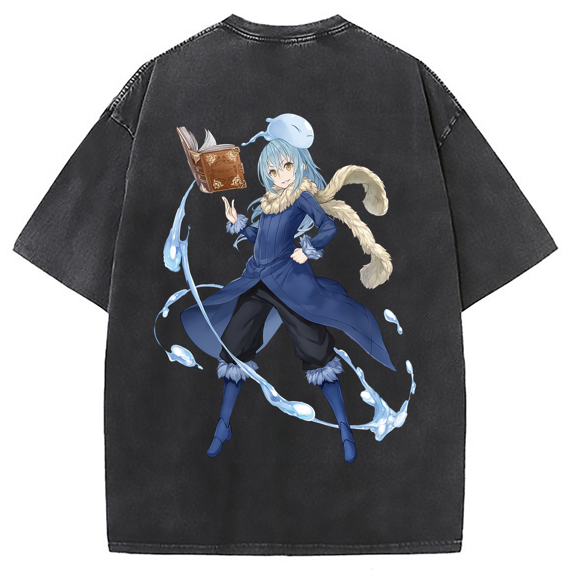 （画像用） 転スラ Regarding Reincarnated to Slime 綿100% ヴィンテージ風 半袖Tシャツ（背面プリント）