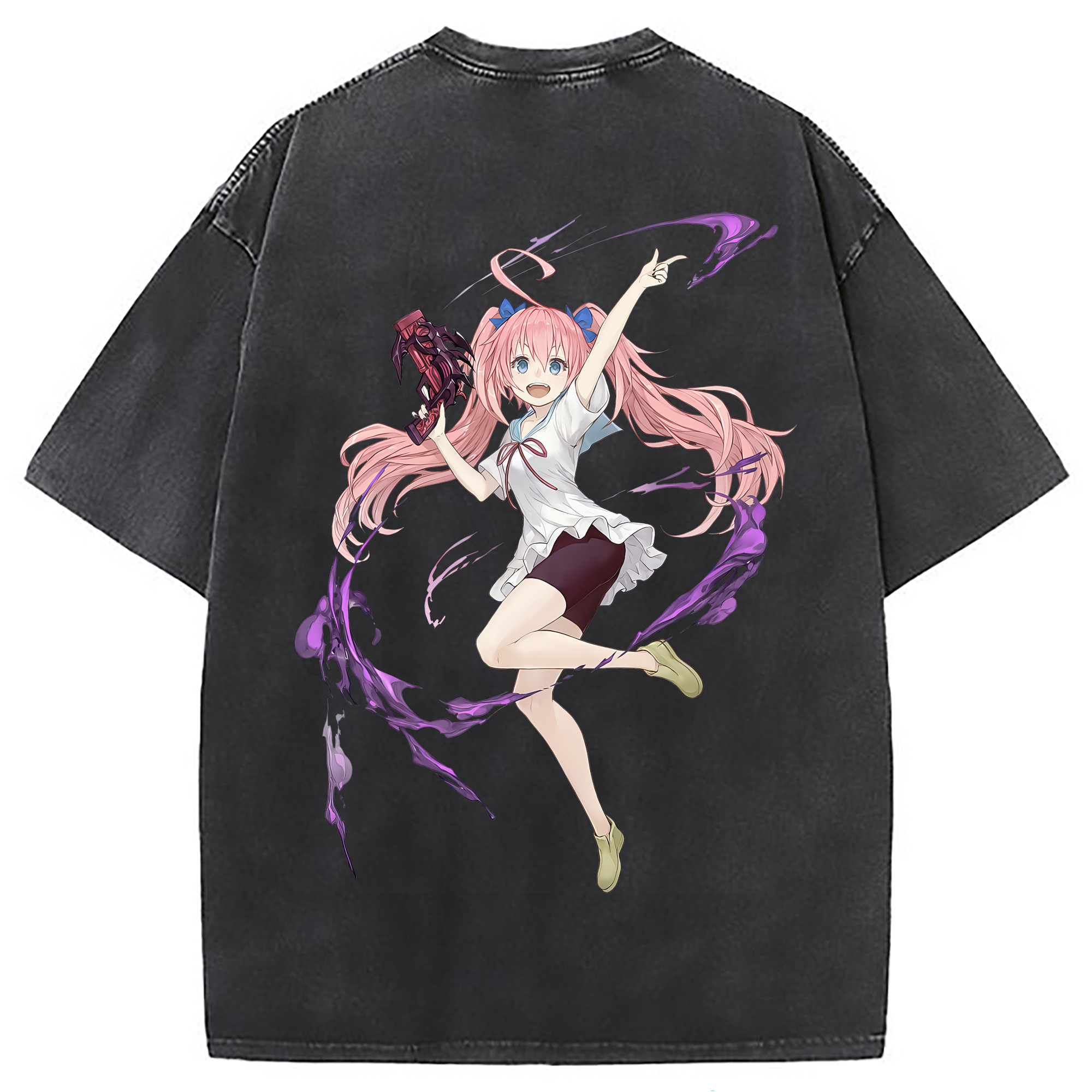（画像用） 転スラ Regarding Reincarnated to Slime 綿100% ヴィンテージ風 半袖Tシャツ（背面プリント）