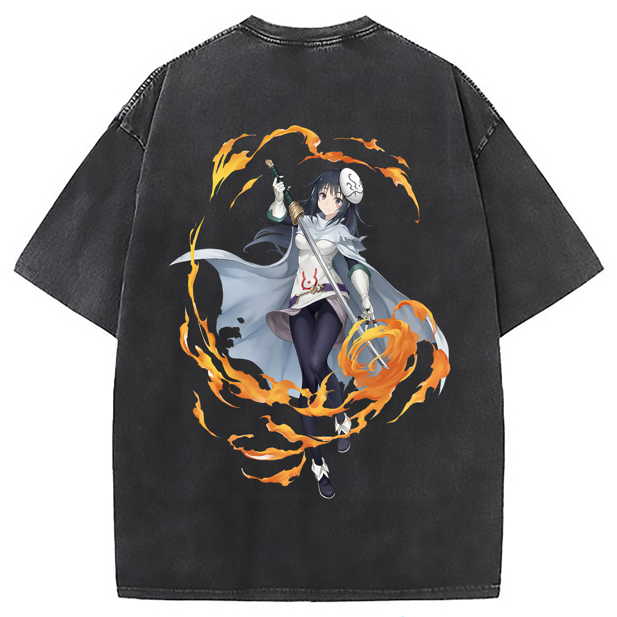 （画像用） 転スラ Regarding Reincarnated to Slime 綿100% ヴィンテージ風 半袖Tシャツ（背面プリント）