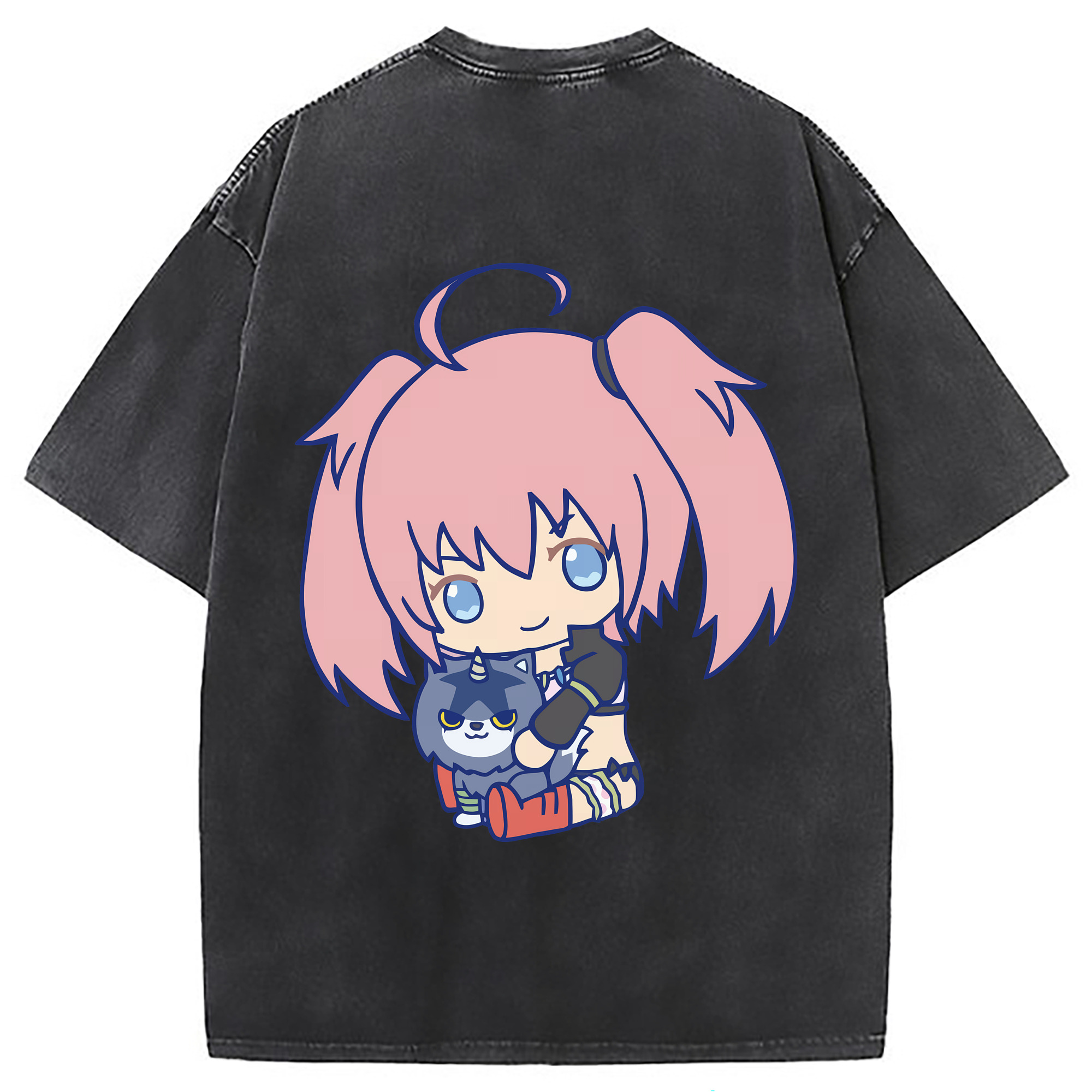 （画像用） 転スラ Regarding Reincarnated to Slime 綿100% ヴィンテージ風 半袖Tシャツ（背面プリント）