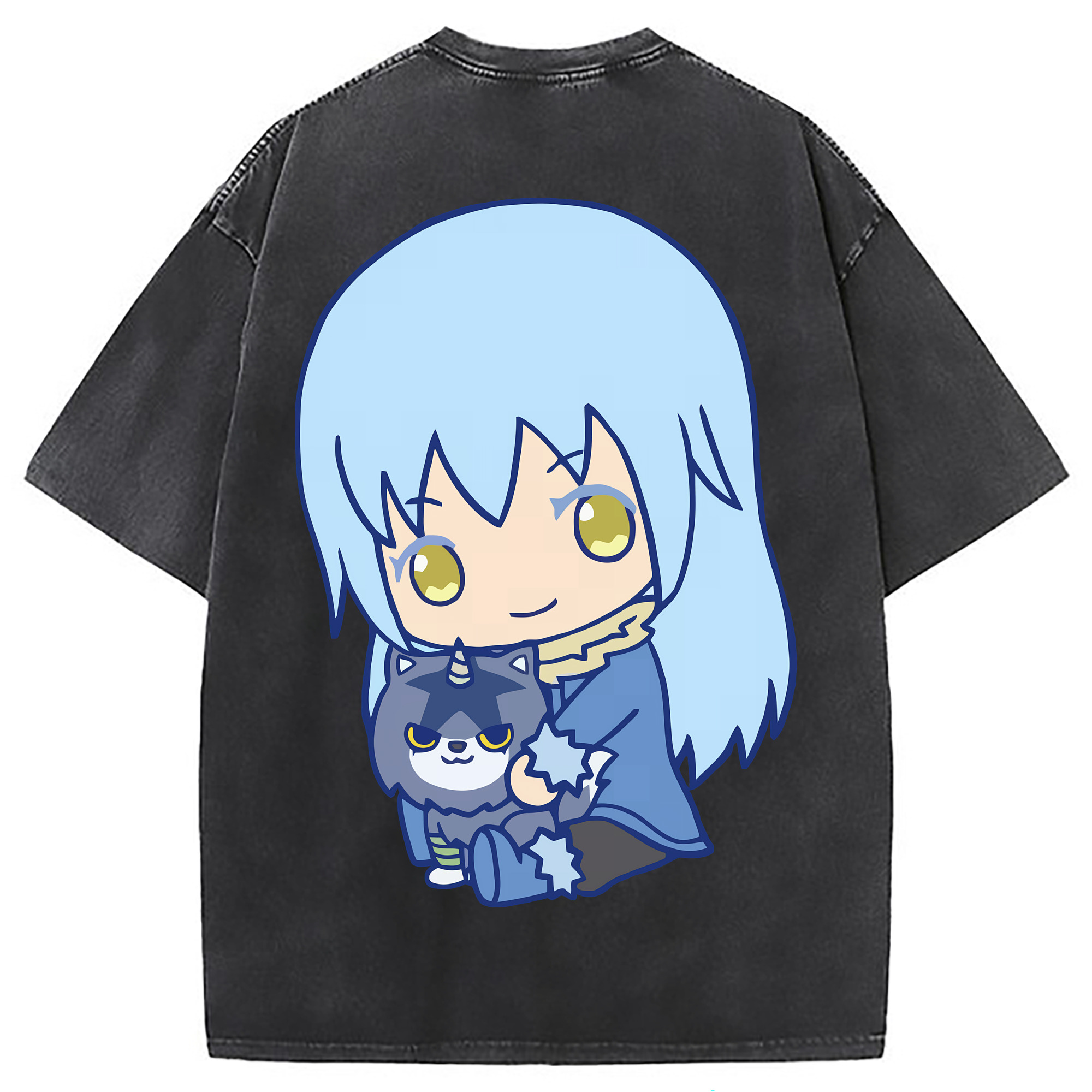 （画像用） 転スラ Regarding Reincarnated to Slime 綿100% ヴィンテージ風 半袖Tシャツ（背面プリント）