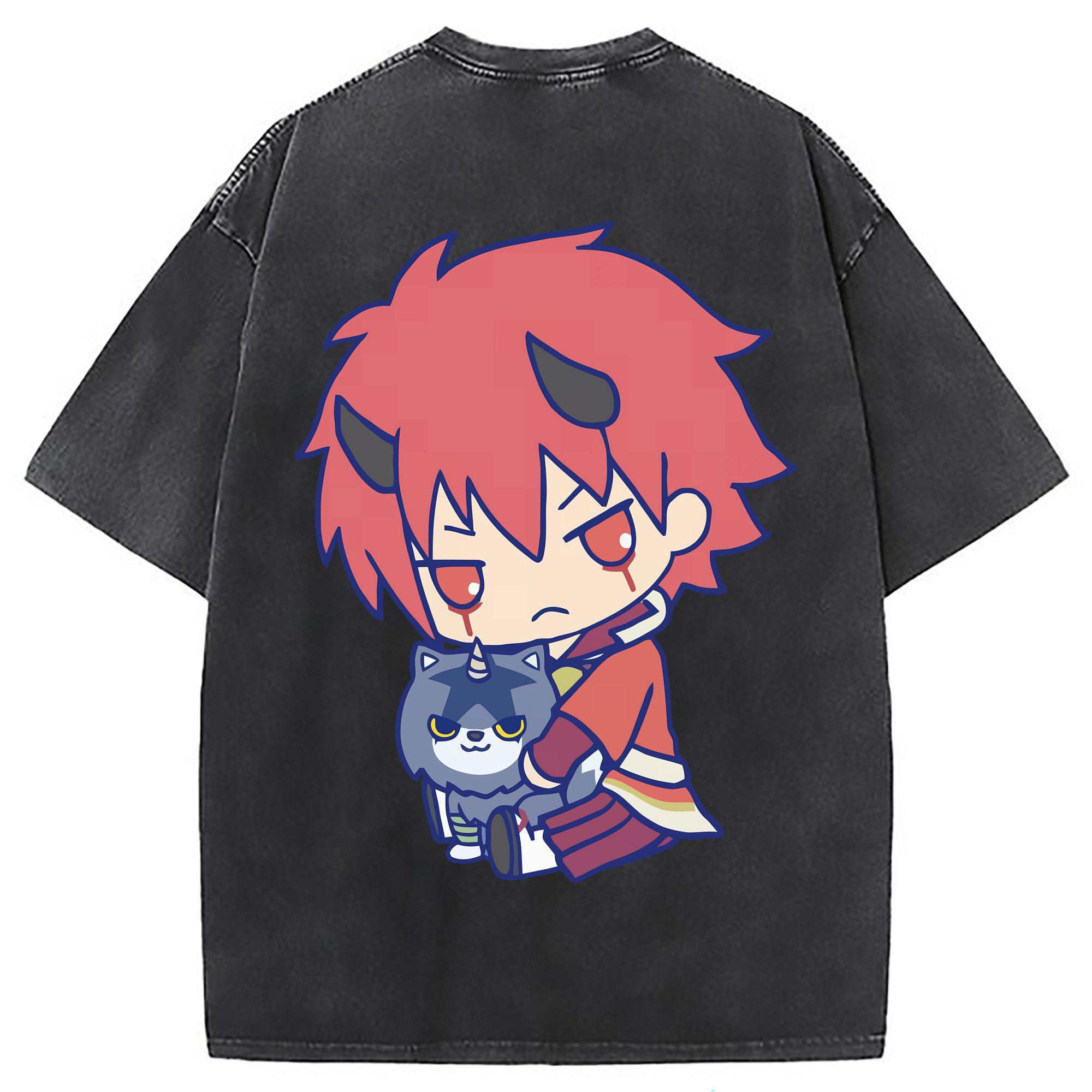 （画像用） 転スラ Regarding Reincarnated to Slime 綿100% ヴィンテージ風 半袖Tシャツ（背面プリント）