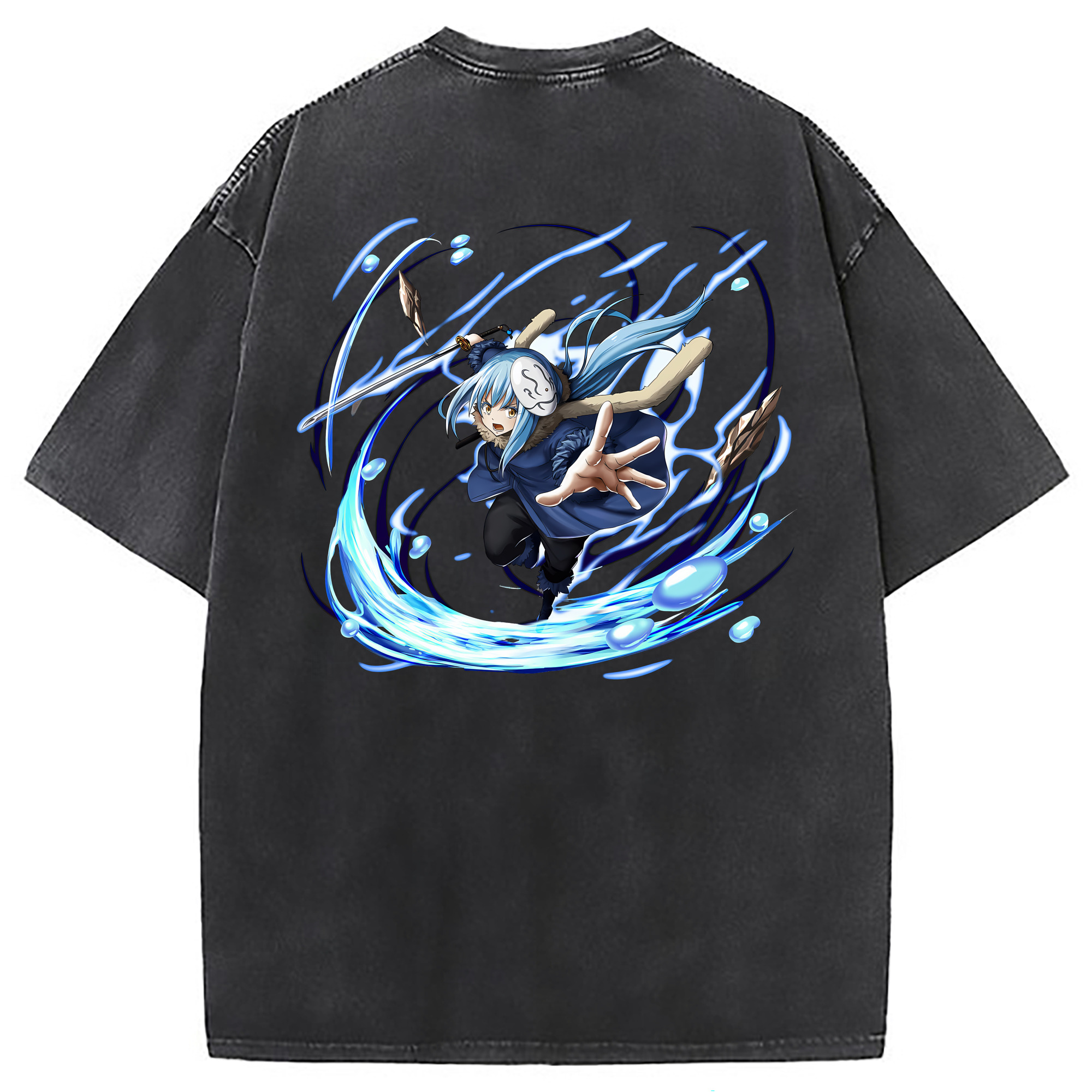 （画像用） 転スラ Regarding Reincarnated to Slime 綿100% ヴィンテージ風 半袖Tシャツ（背面プリント）