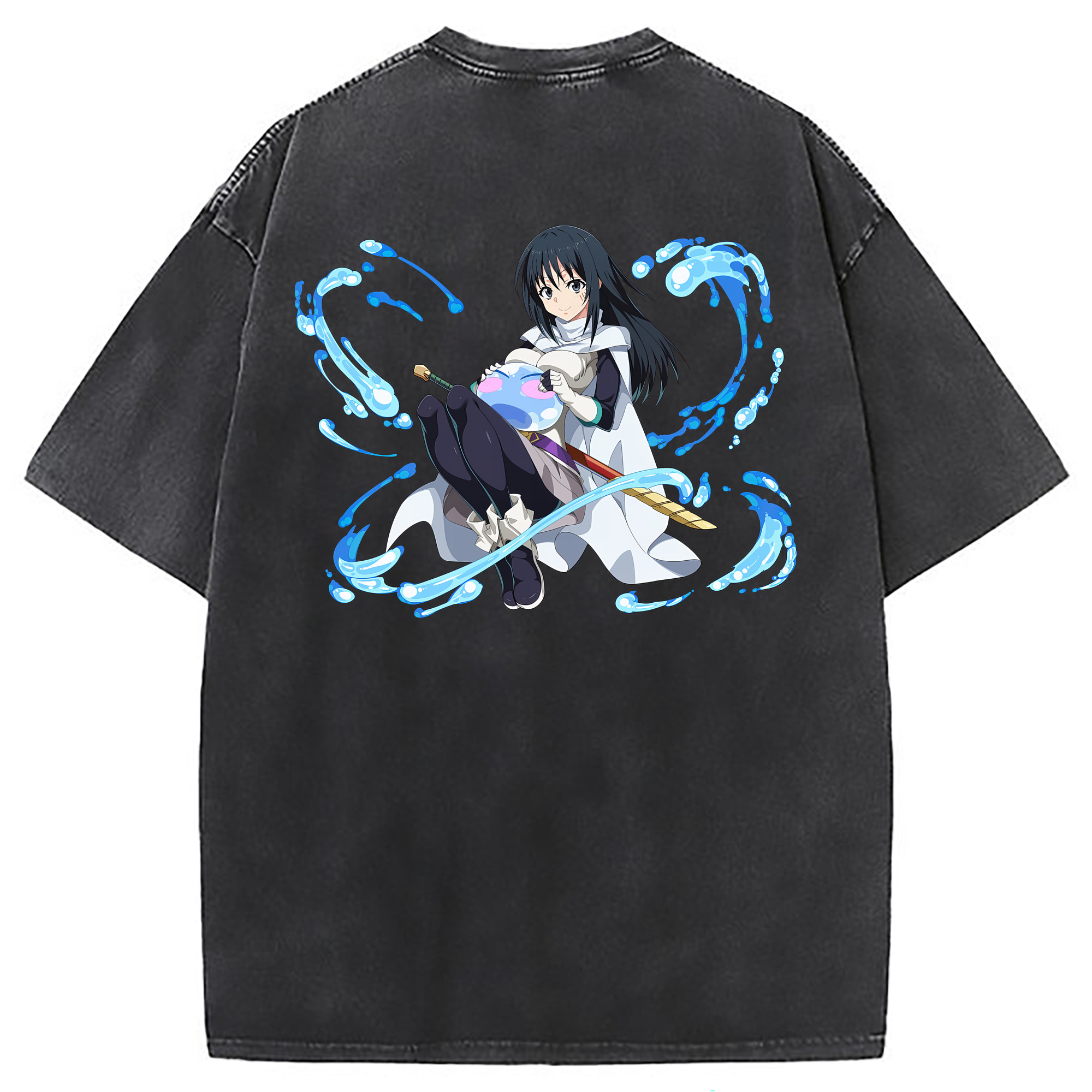 （画像用） 転スラ Regarding Reincarnated to Slime 綿100% ヴィンテージ風 半袖Tシャツ（背面プリント）