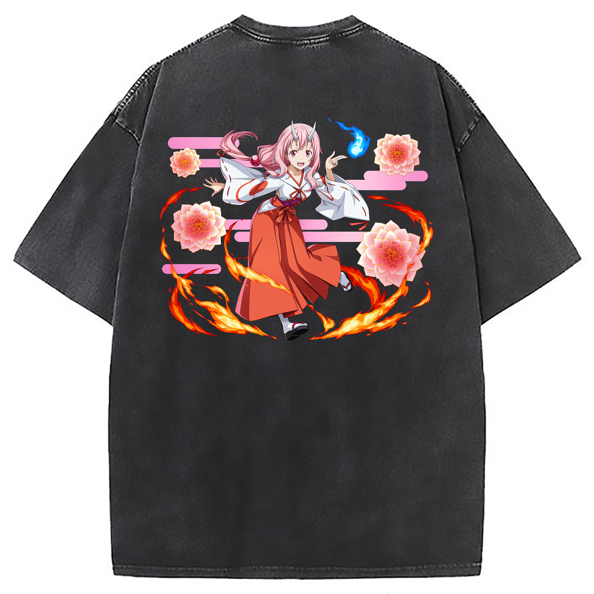 （画像用） 転スラ Regarding Reincarnated to Slime 綿100% ヴィンテージ風 半袖Tシャツ（背面プリント）