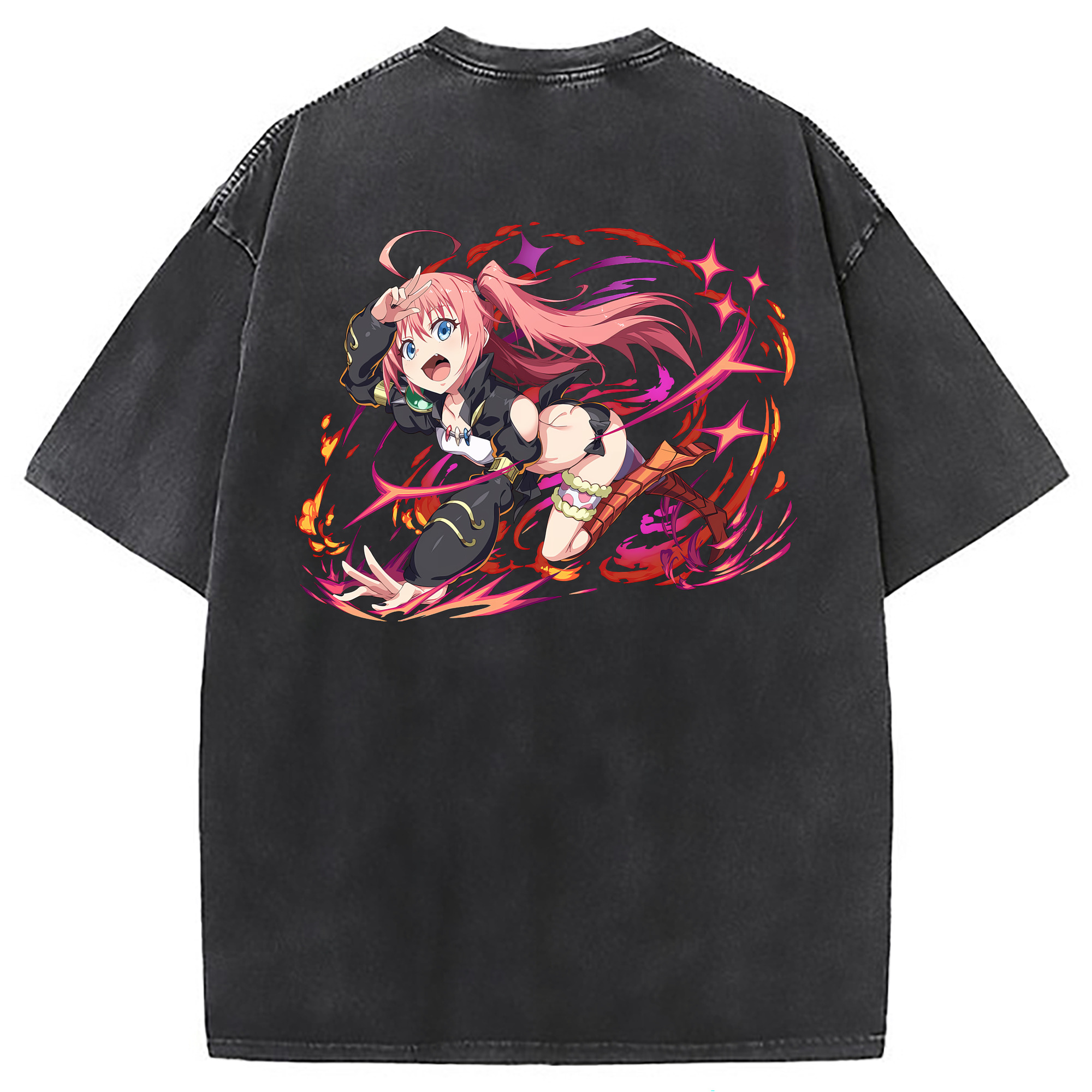 （画像用） 転スラ Regarding Reincarnated to Slime 綿100% ヴィンテージ風 半袖Tシャツ（背面プリント）