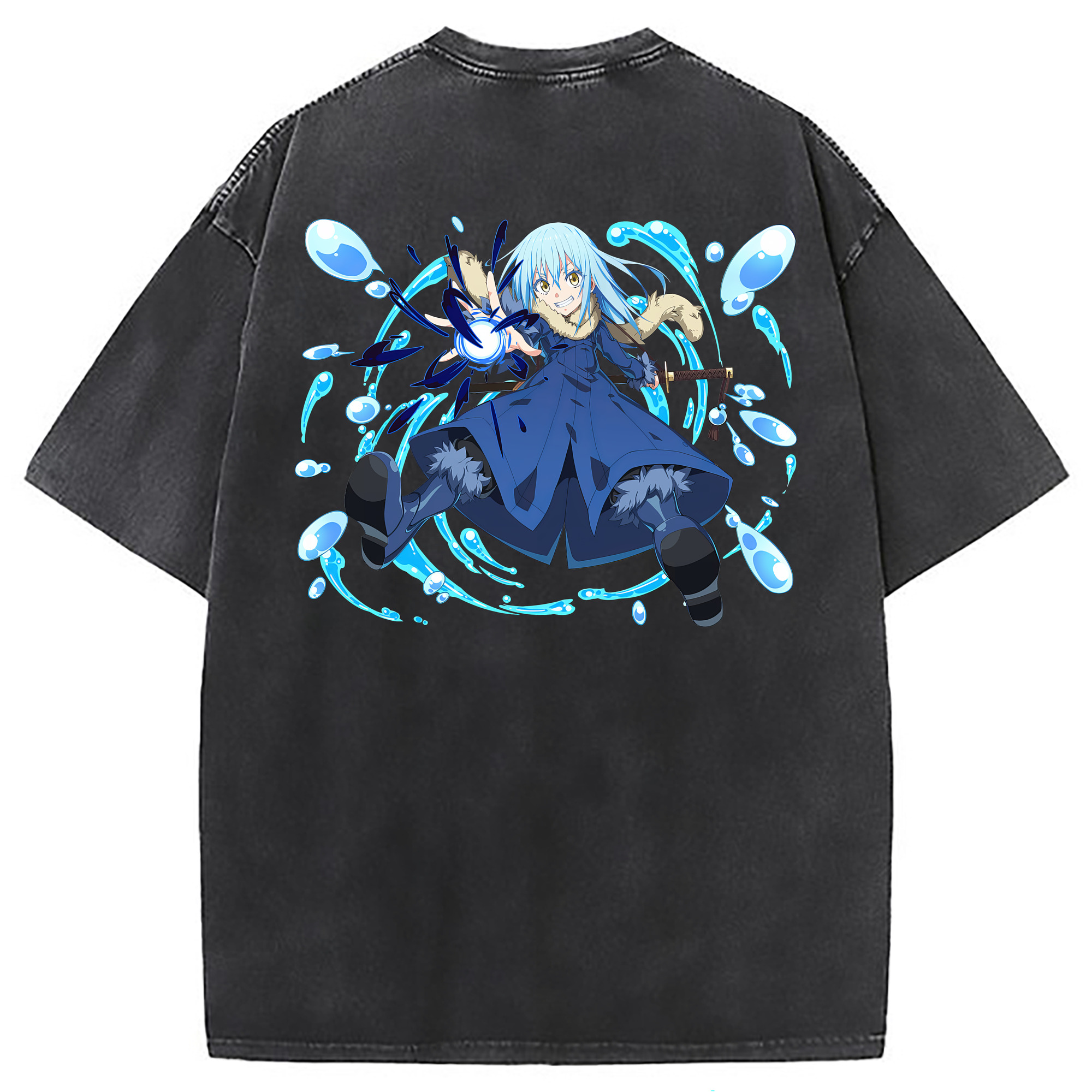（画像用） 転スラ Regarding Reincarnated to Slime 綿100% ヴィンテージ風 半袖Tシャツ（背面プリント）