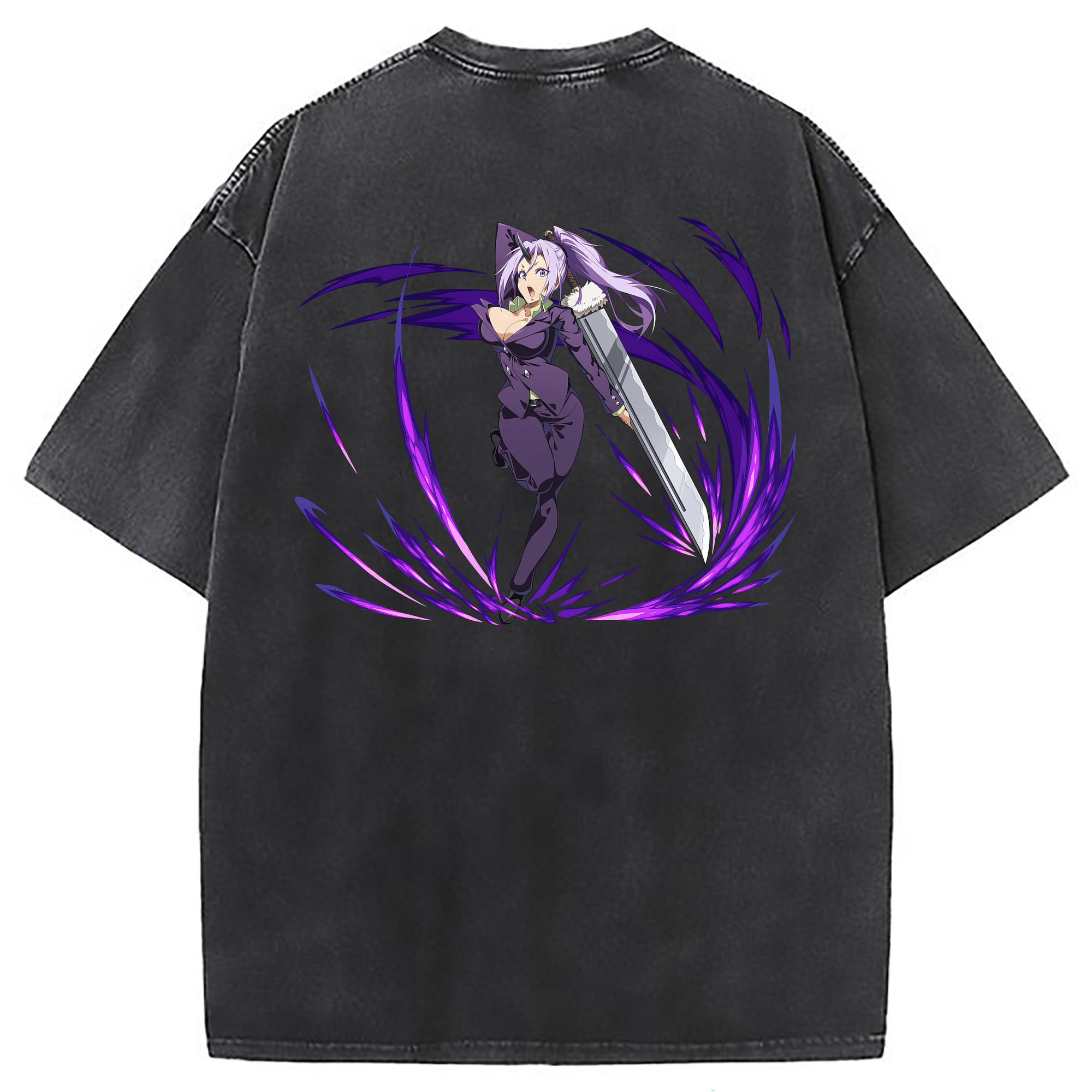 （画像用） 転スラ Regarding Reincarnated to Slime 綿100% ヴィンテージ風 半袖Tシャツ（背面プリント）