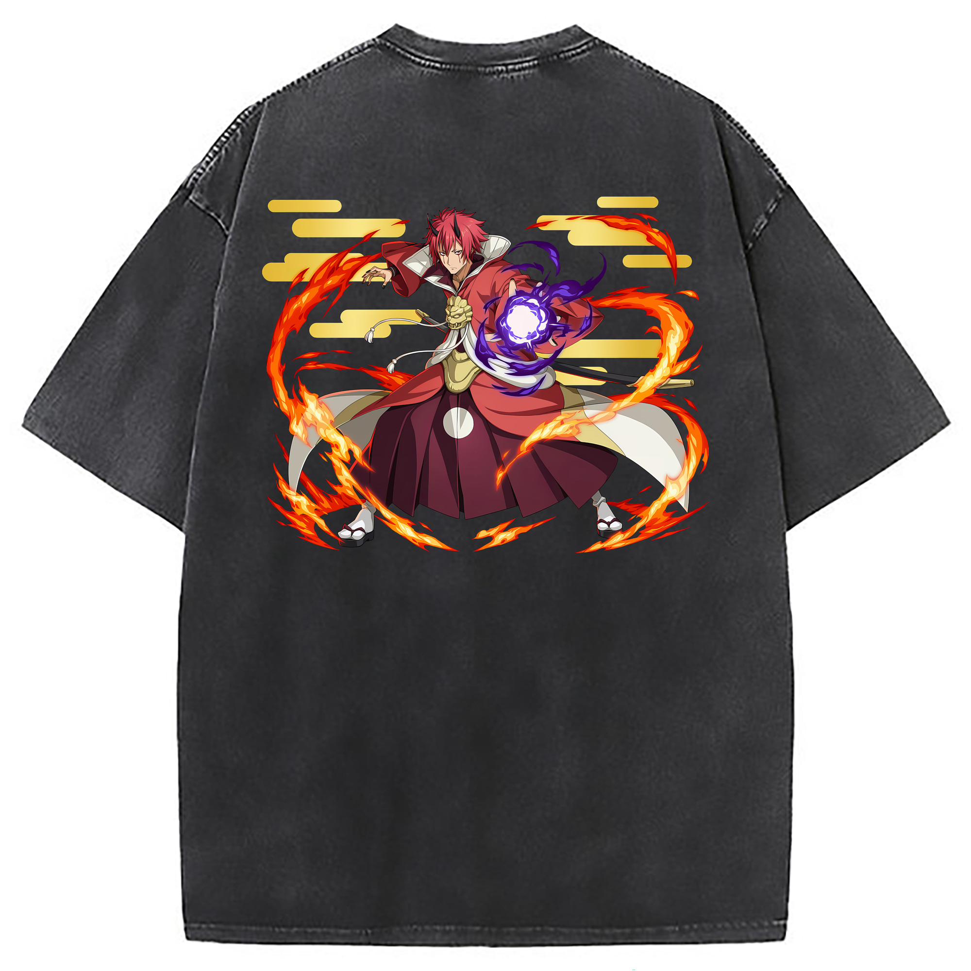 （画像用） 転スラ Regarding Reincarnated to Slime 綿100% ヴィンテージ風 半袖Tシャツ（背面プリント）