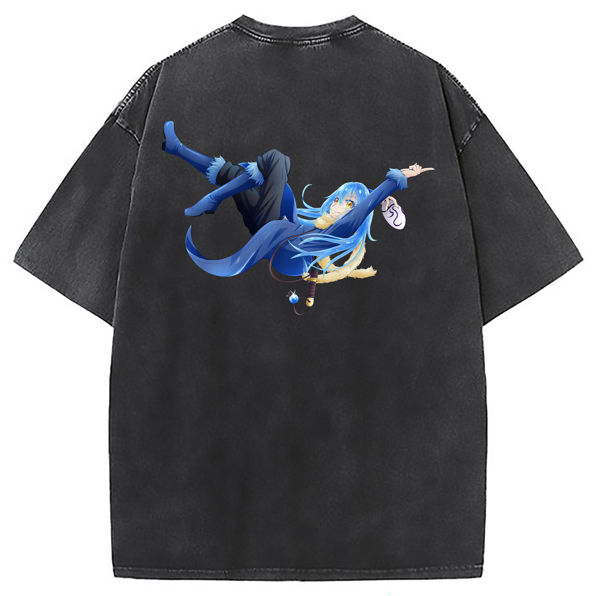 （画像用） 転スラ Regarding Reincarnated to Slime 綿100% ヴィンテージ風 半袖Tシャツ（背面プリント）