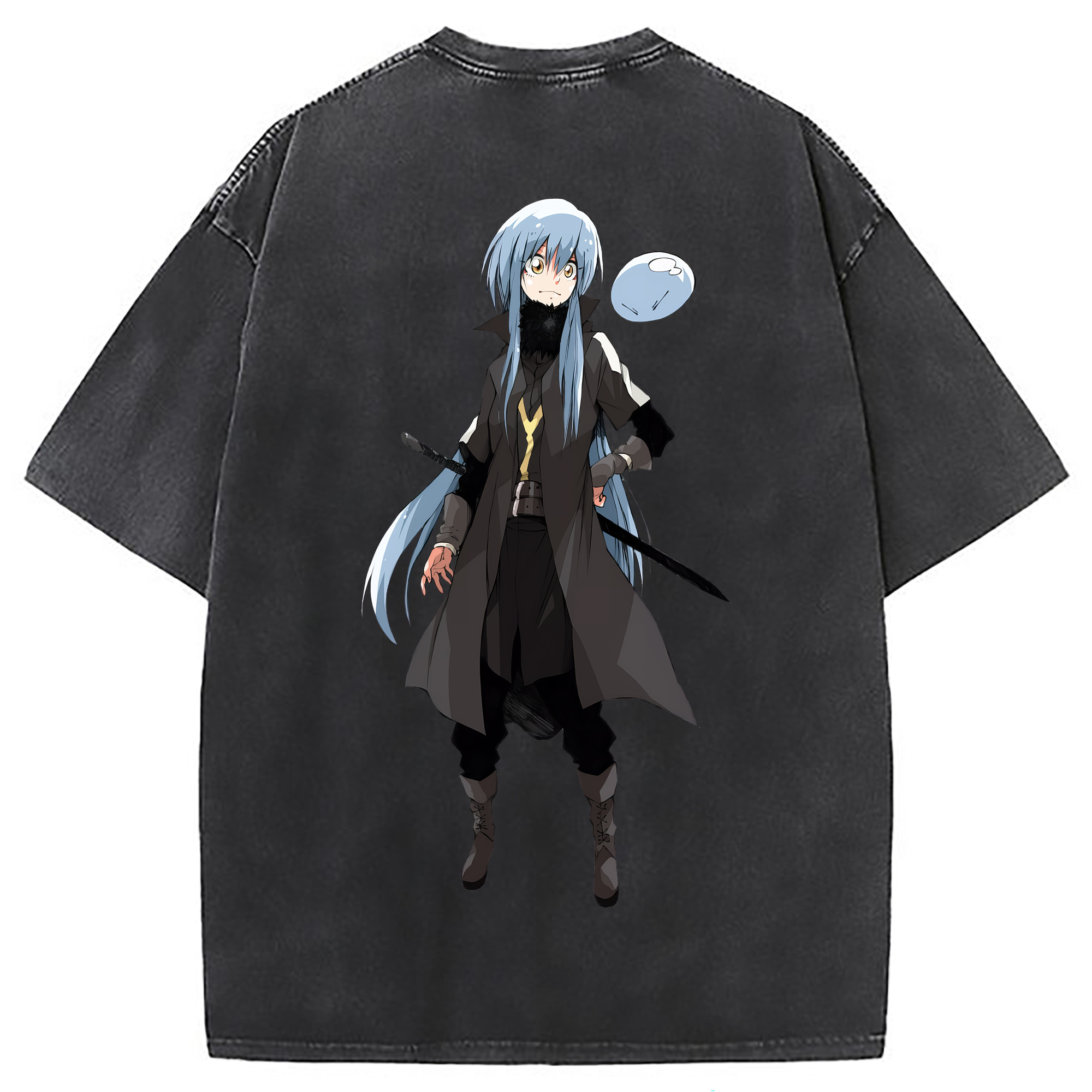 （画像用） 転スラ Regarding Reincarnated to Slime 綿100% ヴィンテージ風 半袖Tシャツ（背面プリント）
