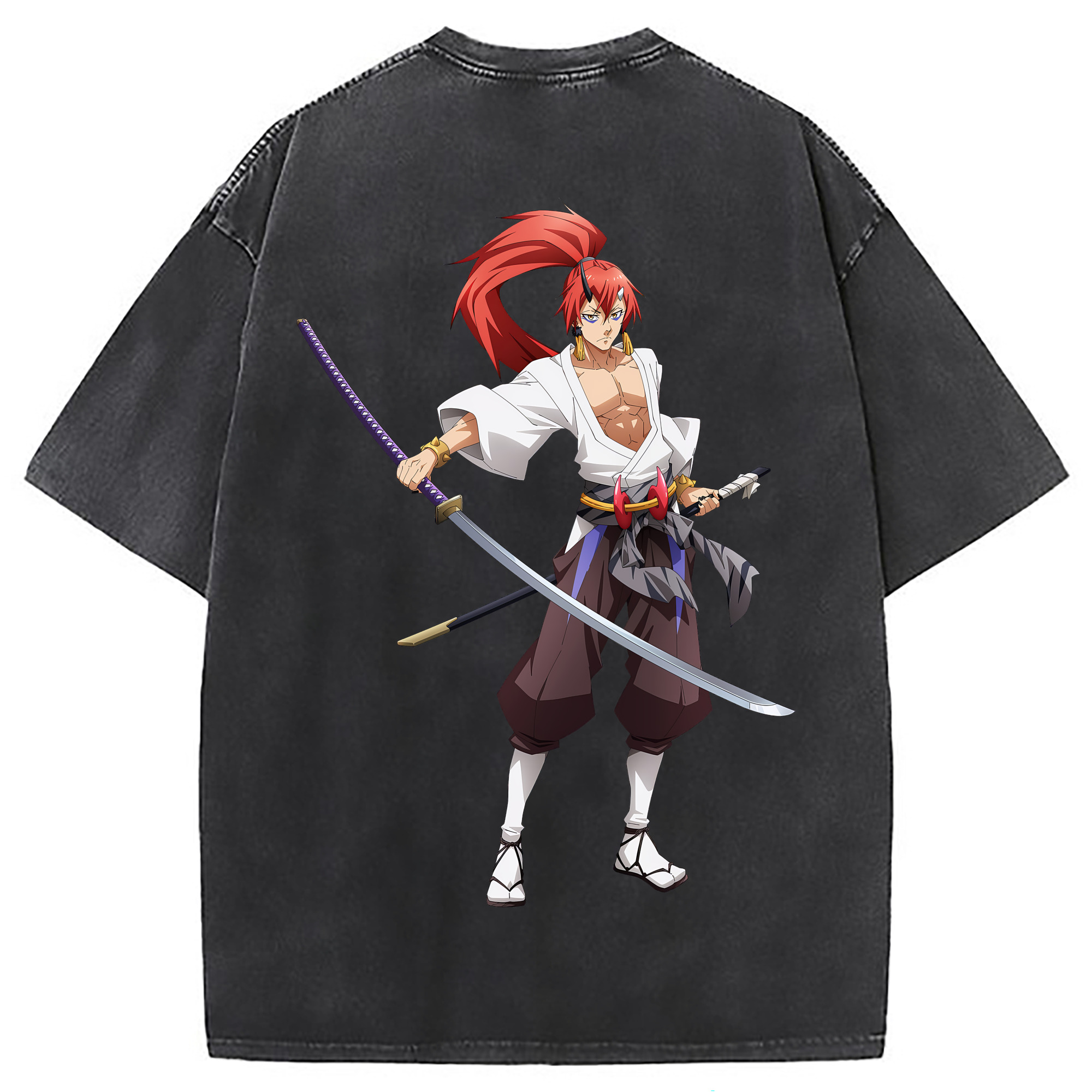 （画像用） 転スラ Regarding Reincarnated to Slime 綿100% ヴィンテージ風 半袖Tシャツ（背面プリント）