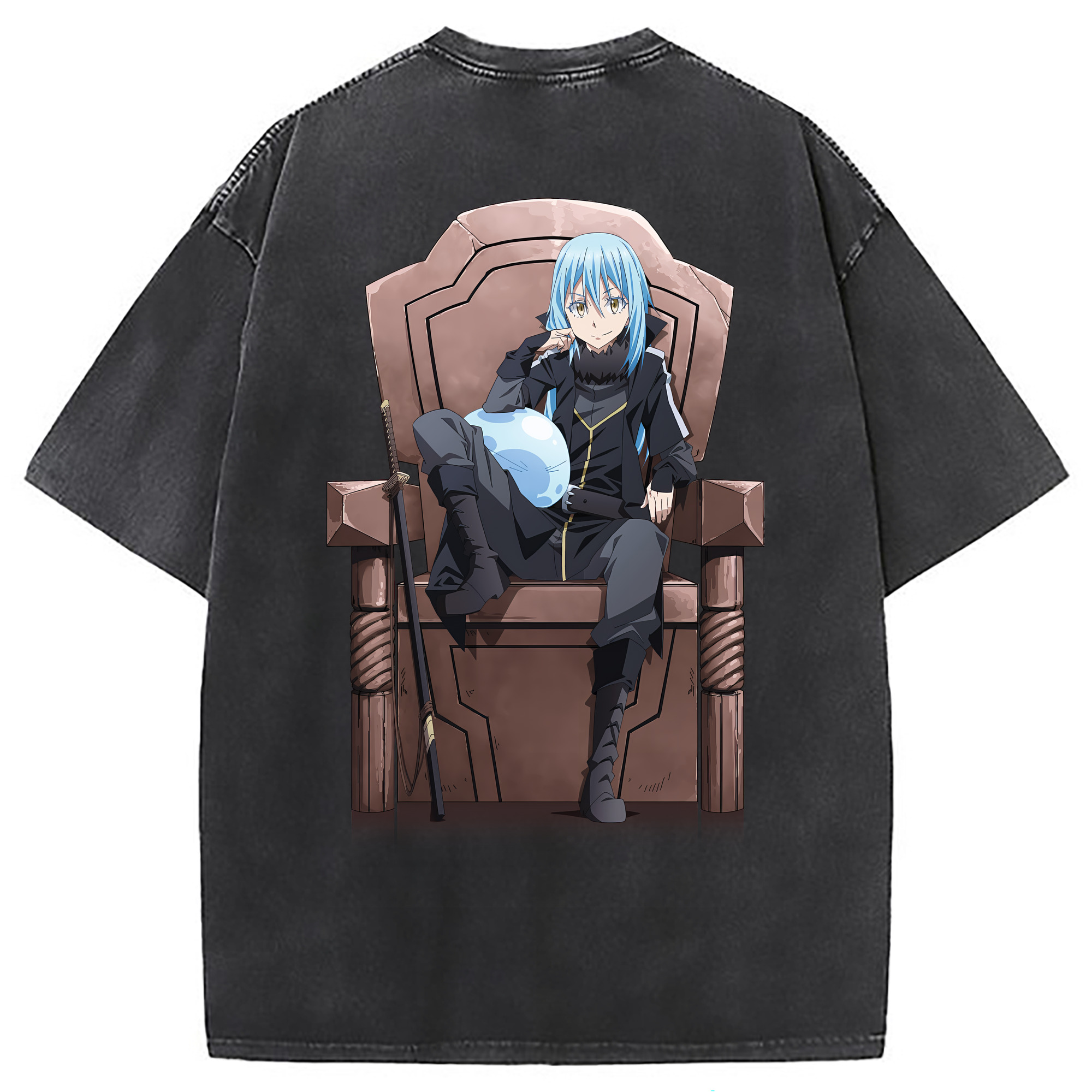 （画像用） 転スラ Regarding Reincarnated to Slime 綿100% ヴィンテージ風 半袖Tシャツ（背面プリント）