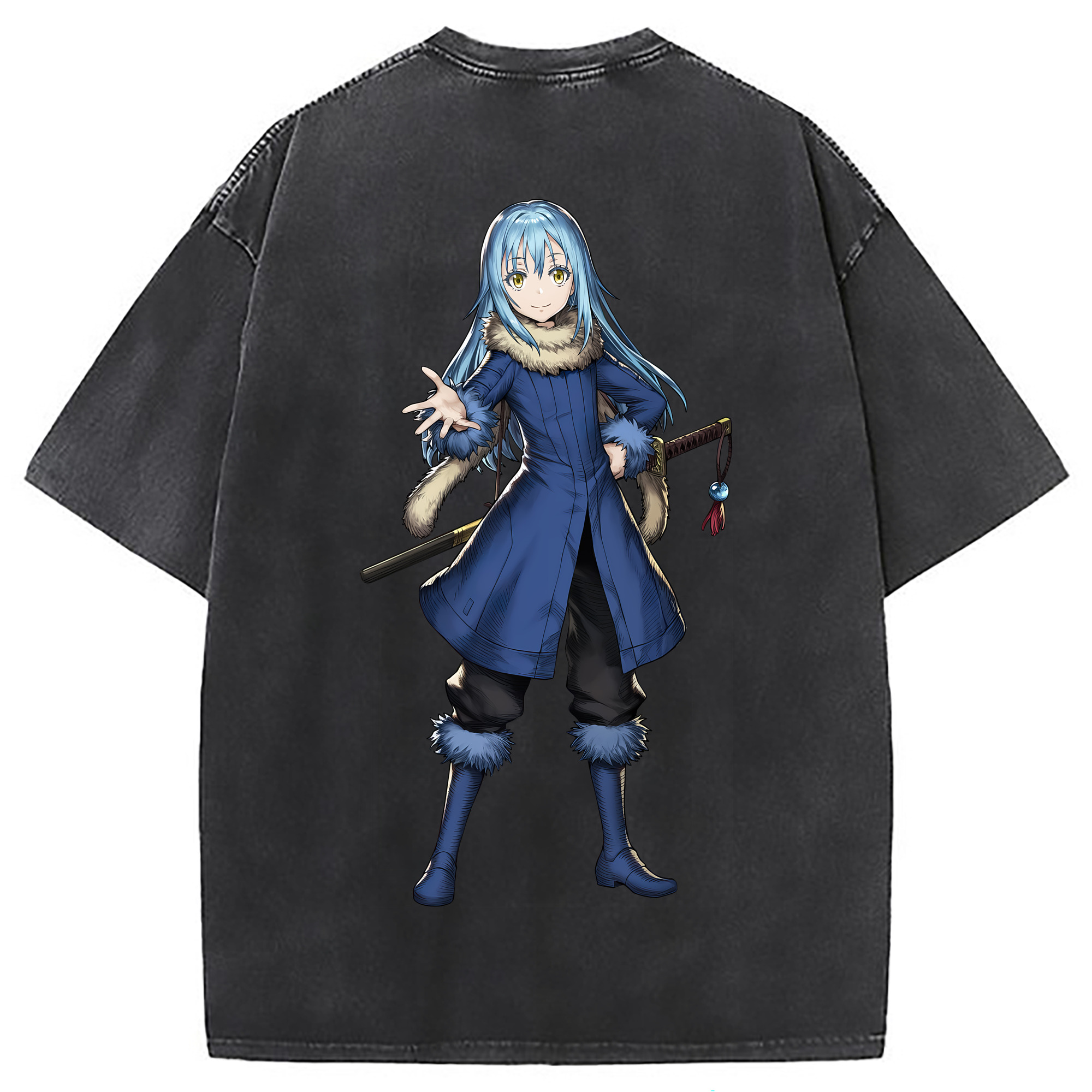 （画像用） 転スラ Regarding Reincarnated to Slime 綿100% ヴィンテージ風 半袖Tシャツ（背面プリント）