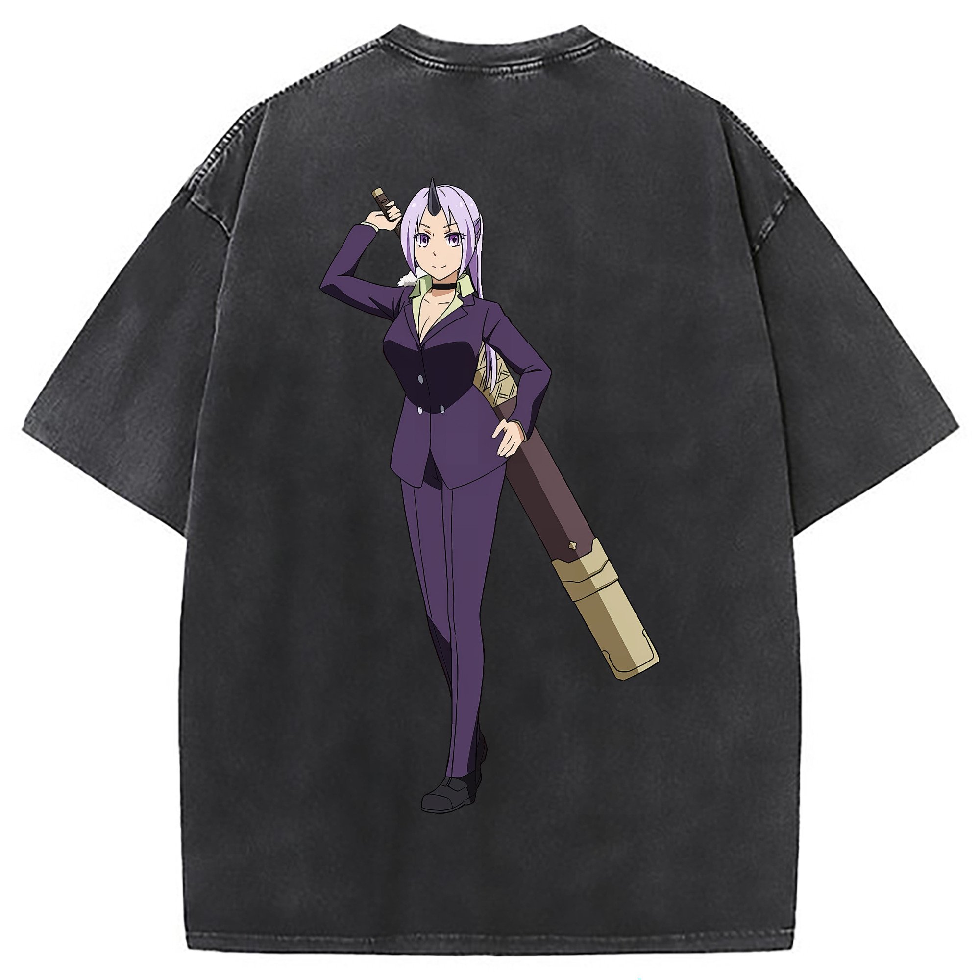 （画像用） 転スラ Regarding Reincarnated to Slime 綿100% ヴィンテージ風 半袖Tシャツ（背面プリント）
