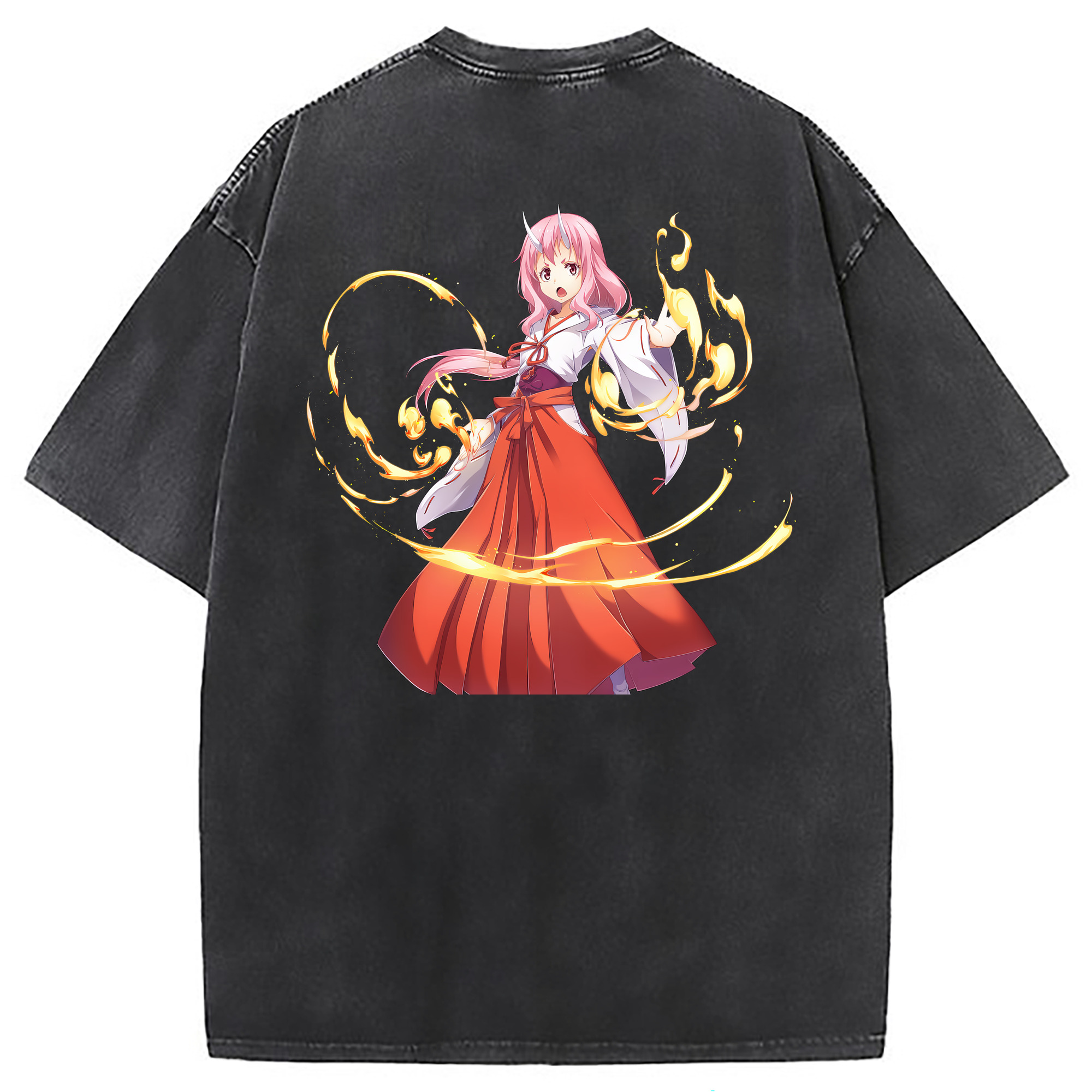 （画像用） 転スラ Regarding Reincarnated to Slime 綿100% ヴィンテージ風 半袖Tシャツ（背面プリント）