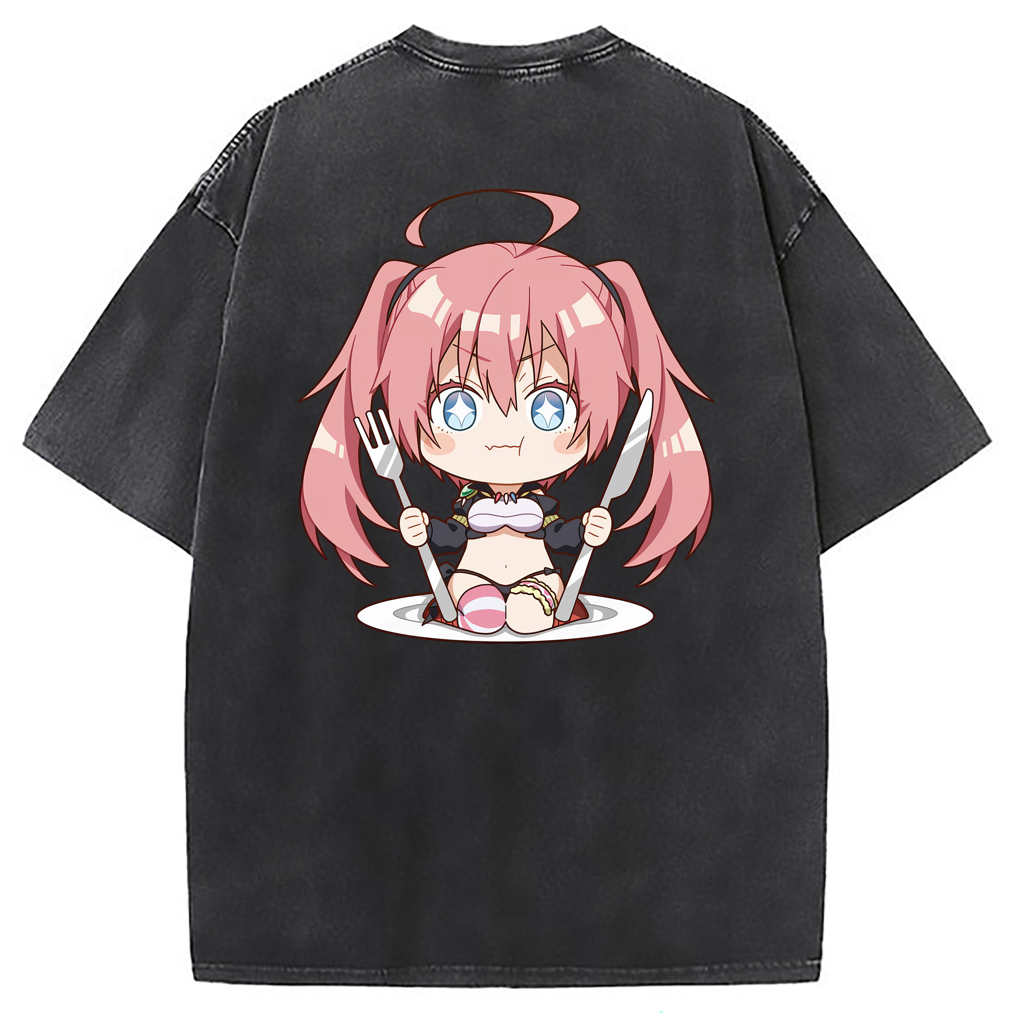 （画像用） 転スラ Regarding Reincarnated to Slime 綿100% ヴィンテージ風 半袖Tシャツ（背面プリント）