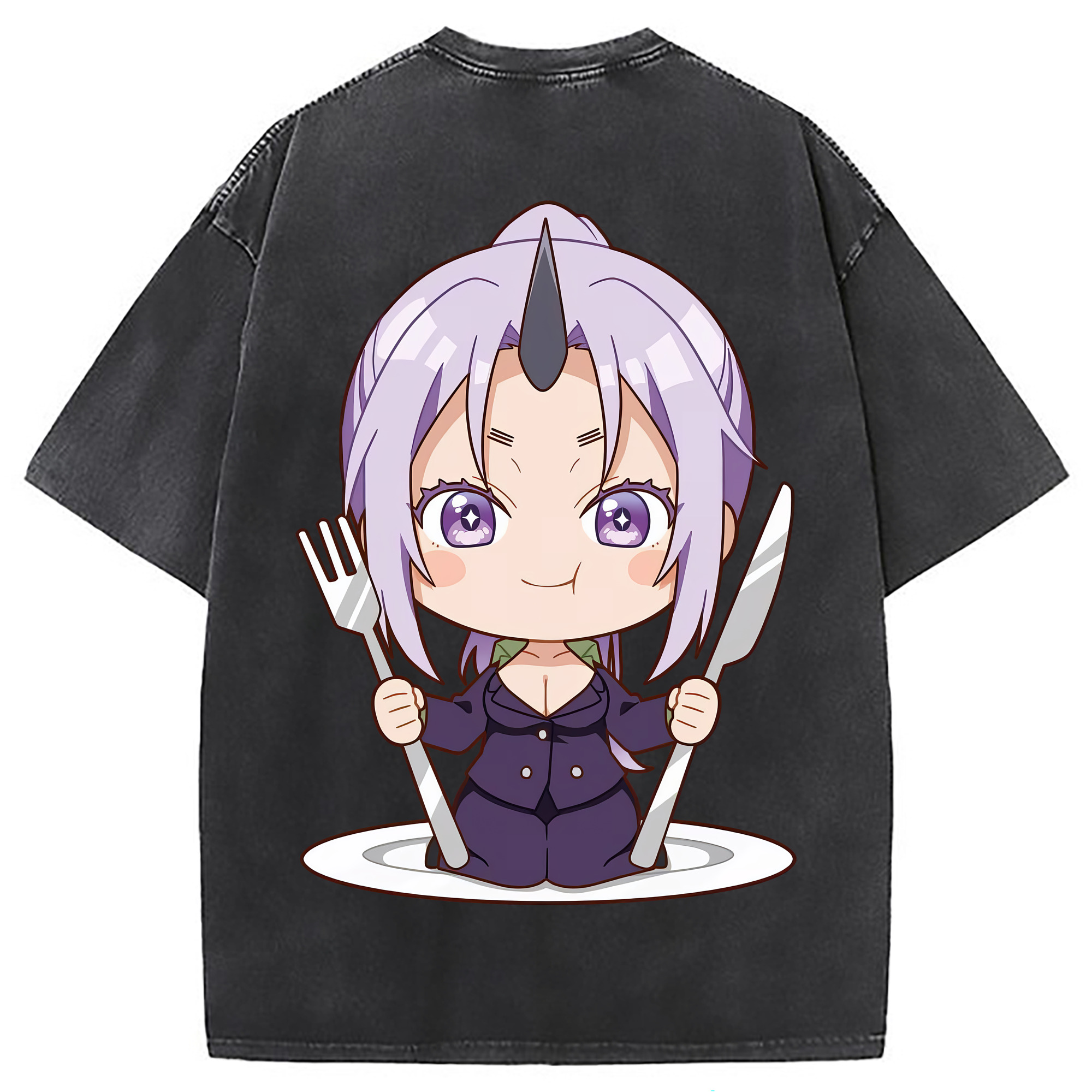（画像用） 転スラ Regarding Reincarnated to Slime 綿100% ヴィンテージ風 半袖Tシャツ（背面プリント）