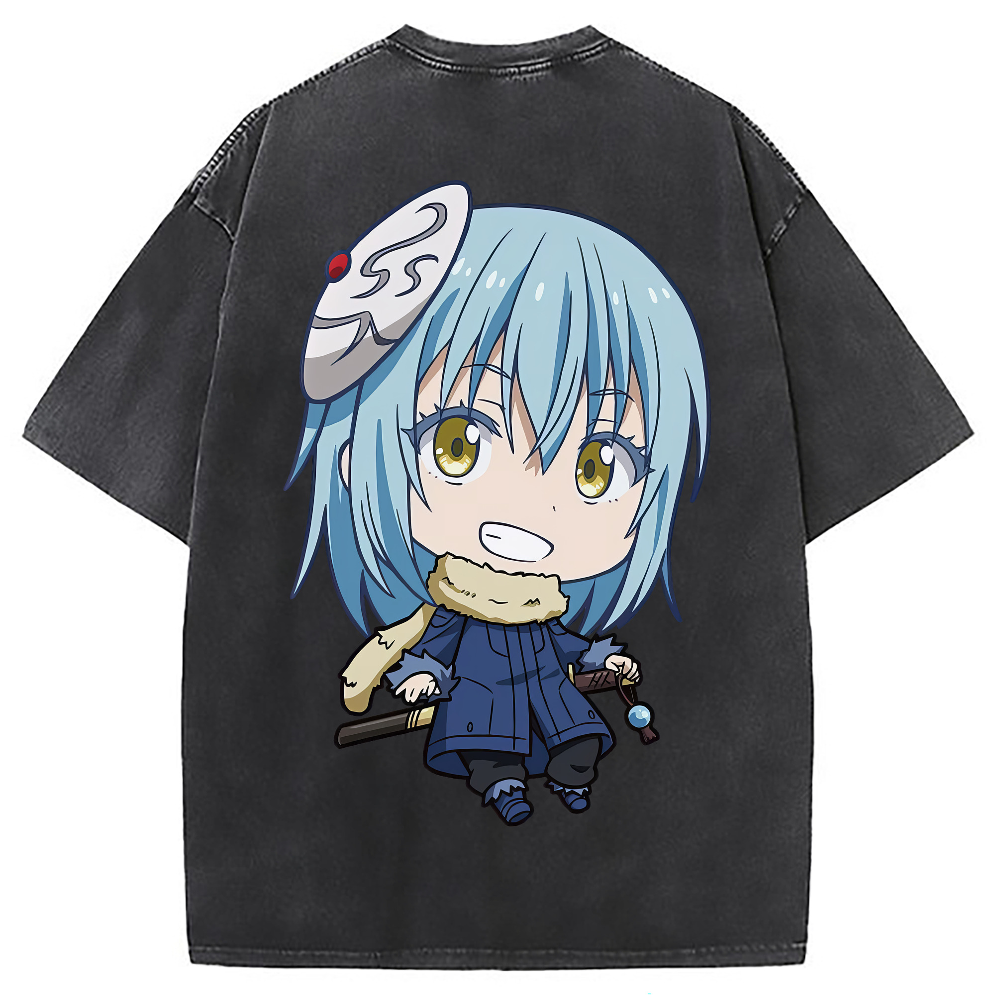 （画像用） 転スラ Regarding Reincarnated to Slime 綿100% ヴィンテージ風 半袖Tシャツ（背面プリント）