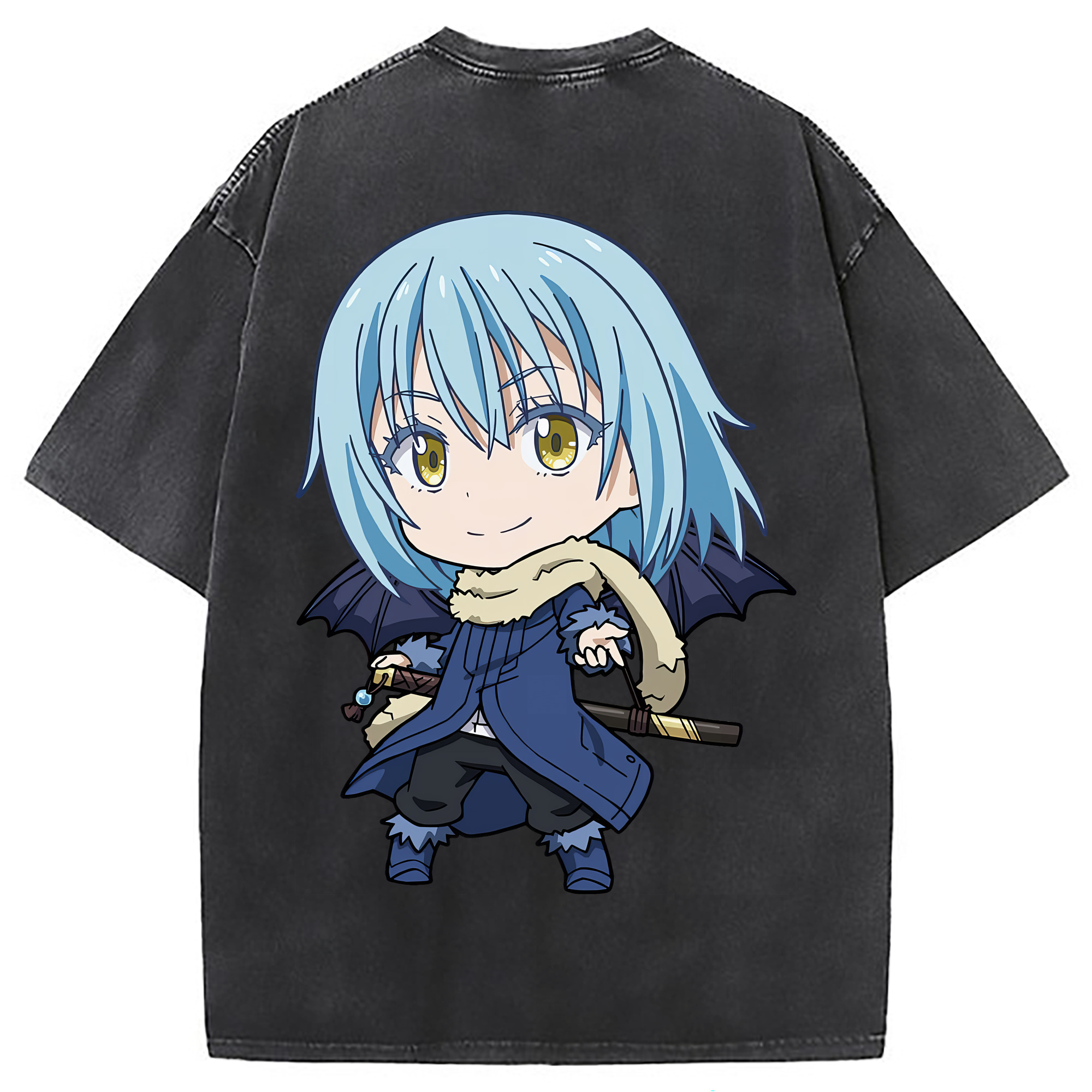 （画像用） 転スラ Regarding Reincarnated to Slime 綿100% ヴィンテージ風 半袖Tシャツ（背面プリント）