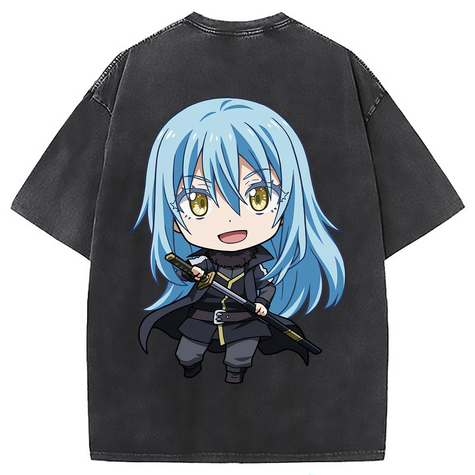 （画像用） 転スラ Regarding Reincarnated to Slime 綿100% ヴィンテージ風 半袖Tシャツ（背面プリント）