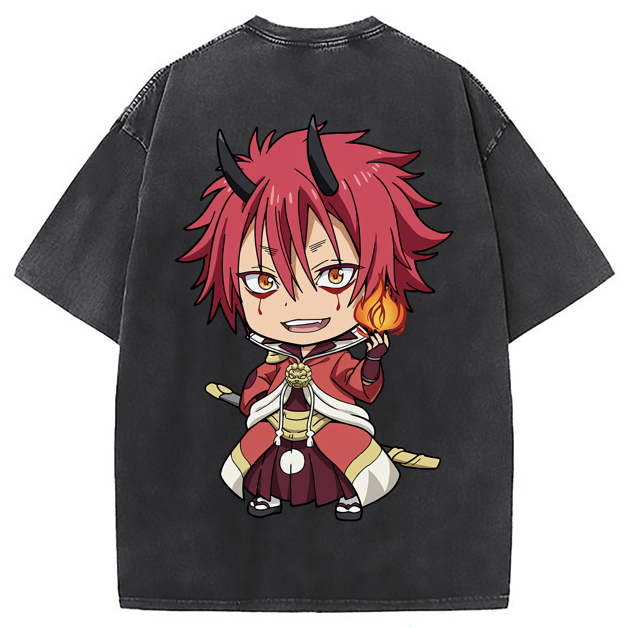 （画像用） 転スラ Regarding Reincarnated to Slime 綿100% ヴィンテージ風 半袖Tシャツ（背面プリント）