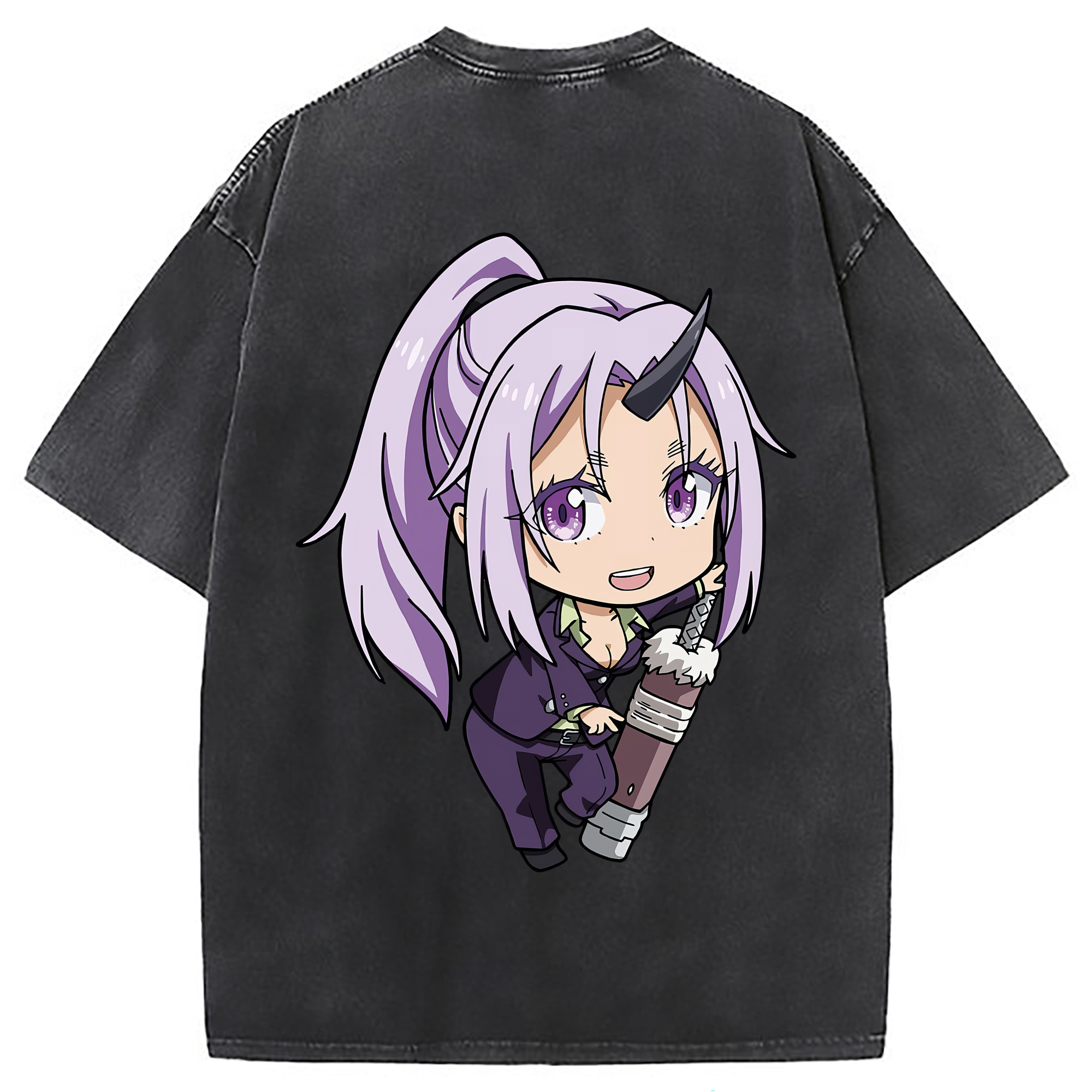 （画像用） 転スラ Regarding Reincarnated to Slime 綿100% ヴィンテージ風 半袖Tシャツ（背面プリント）