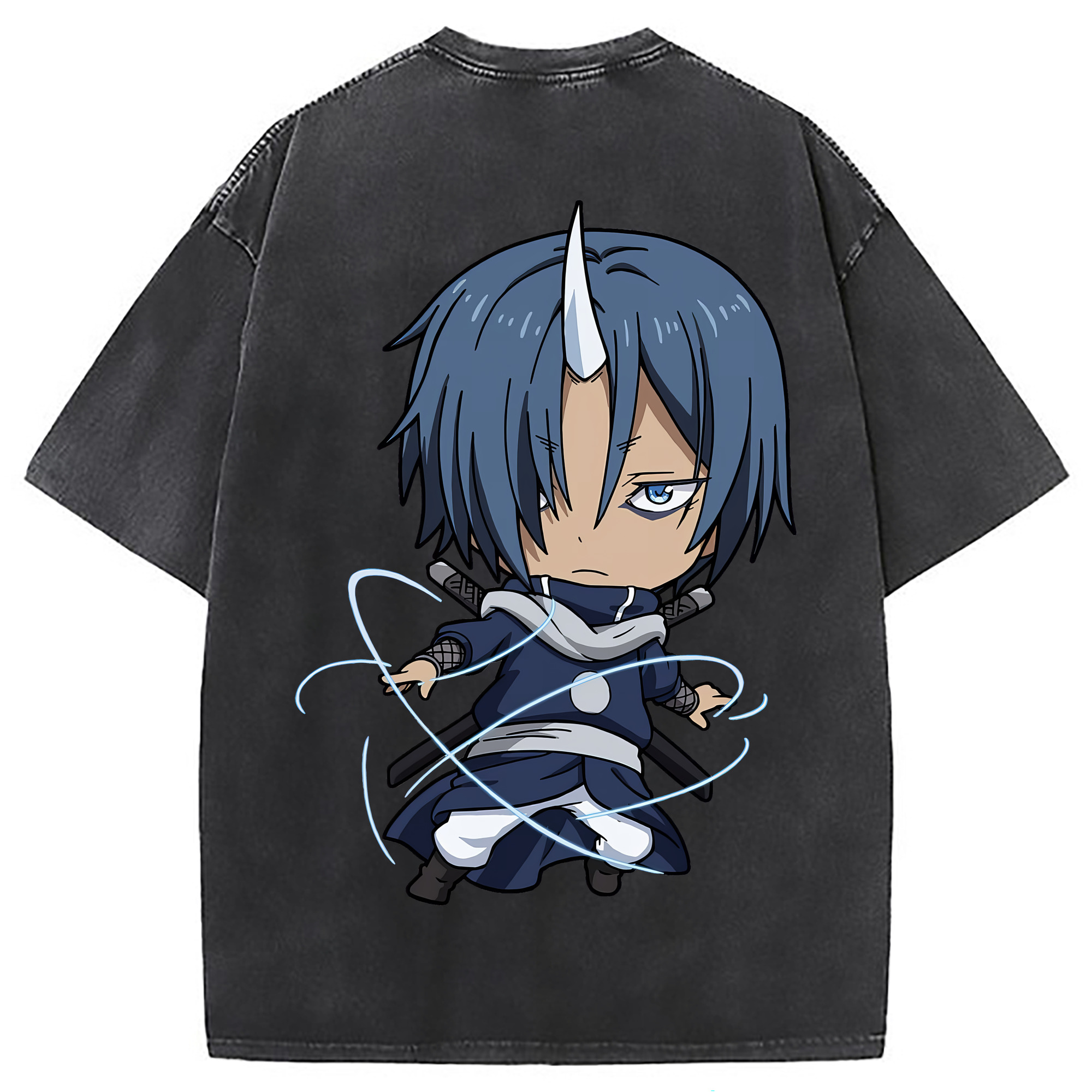 （画像用） 転スラ Regarding Reincarnated to Slime 綿100% ヴィンテージ風 半袖Tシャツ（背面プリント）