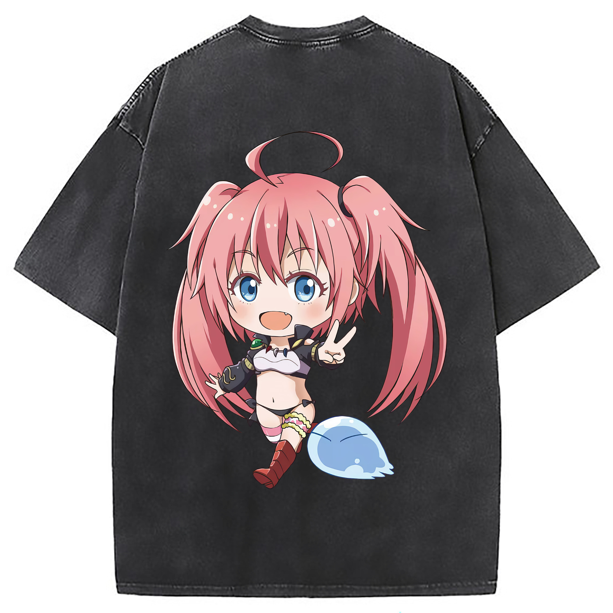（画像用） 転スラ Regarding Reincarnated to Slime 綿100% ヴィンテージ風 半袖Tシャツ（背面プリント）