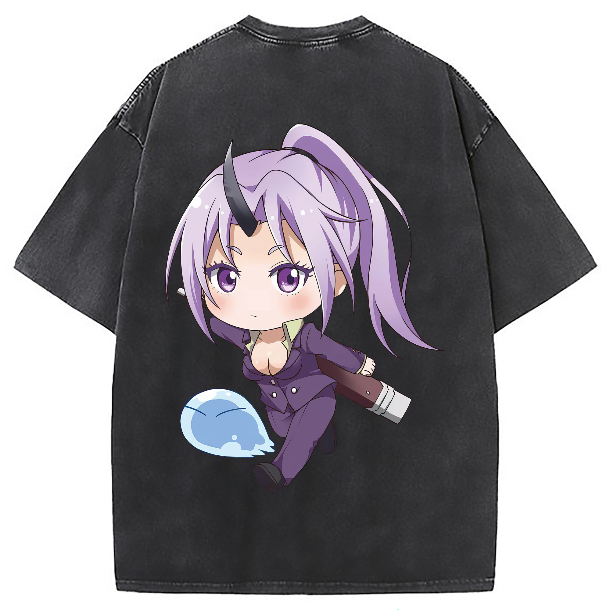 （画像用） 転スラ Regarding Reincarnated to Slime 綿100% ヴィンテージ風 半袖Tシャツ（背面プリント）