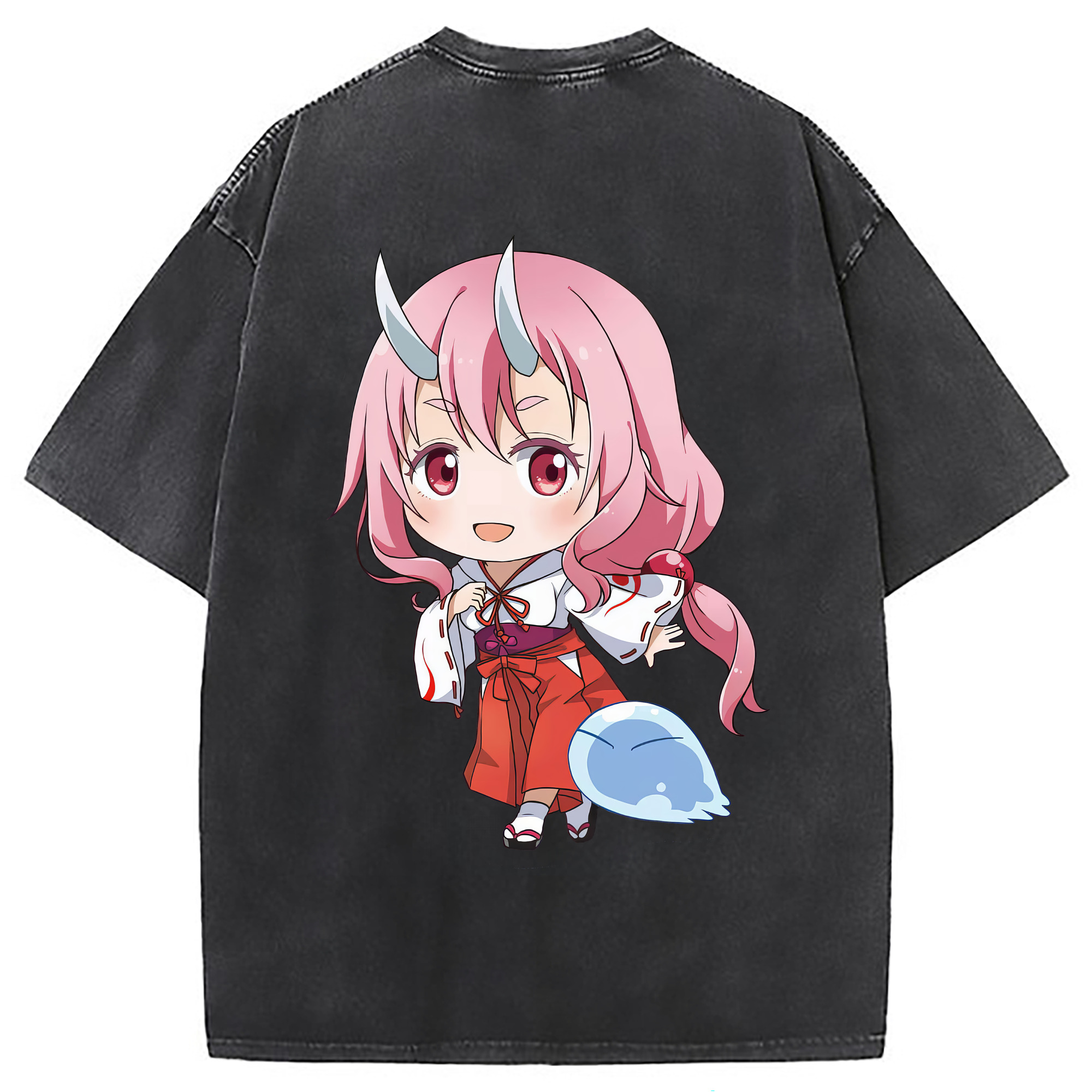 （画像用） 転スラ Regarding Reincarnated to Slime 綿100% ヴィンテージ風 半袖Tシャツ（背面プリント）