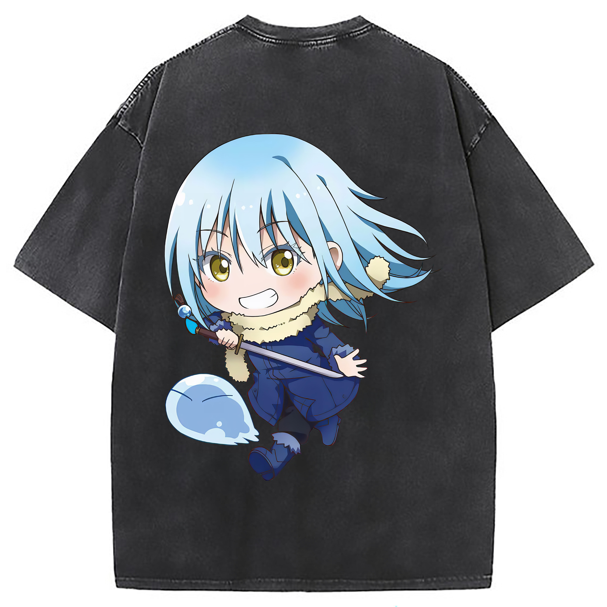 （画像用） 転スラ Regarding Reincarnated to Slime 綿100% ヴィンテージ風 半袖Tシャツ（背面プリント）
