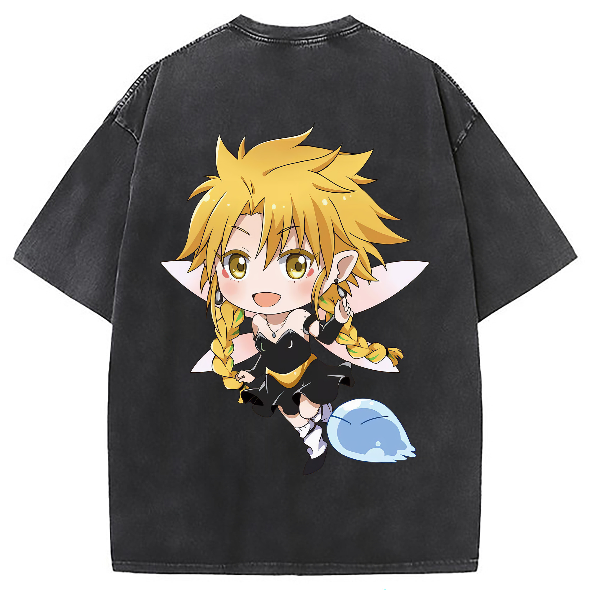 （画像用） 転スラ Regarding Reincarnated to Slime 綿100% ヴィンテージ風 半袖Tシャツ（背面プリント）