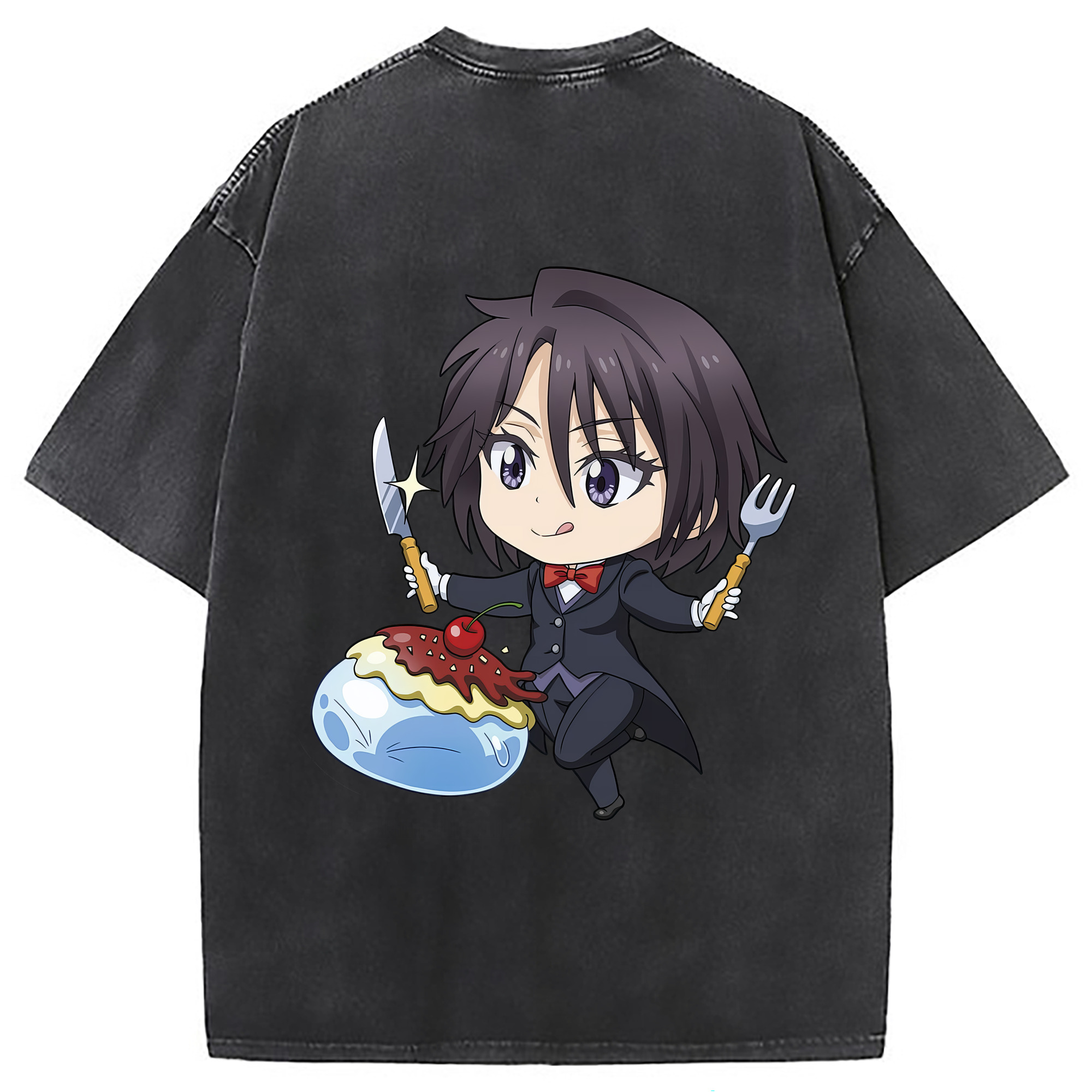 （画像用） 転スラ Regarding Reincarnated to Slime 綿100% ヴィンテージ風 半袖Tシャツ（背面プリント）