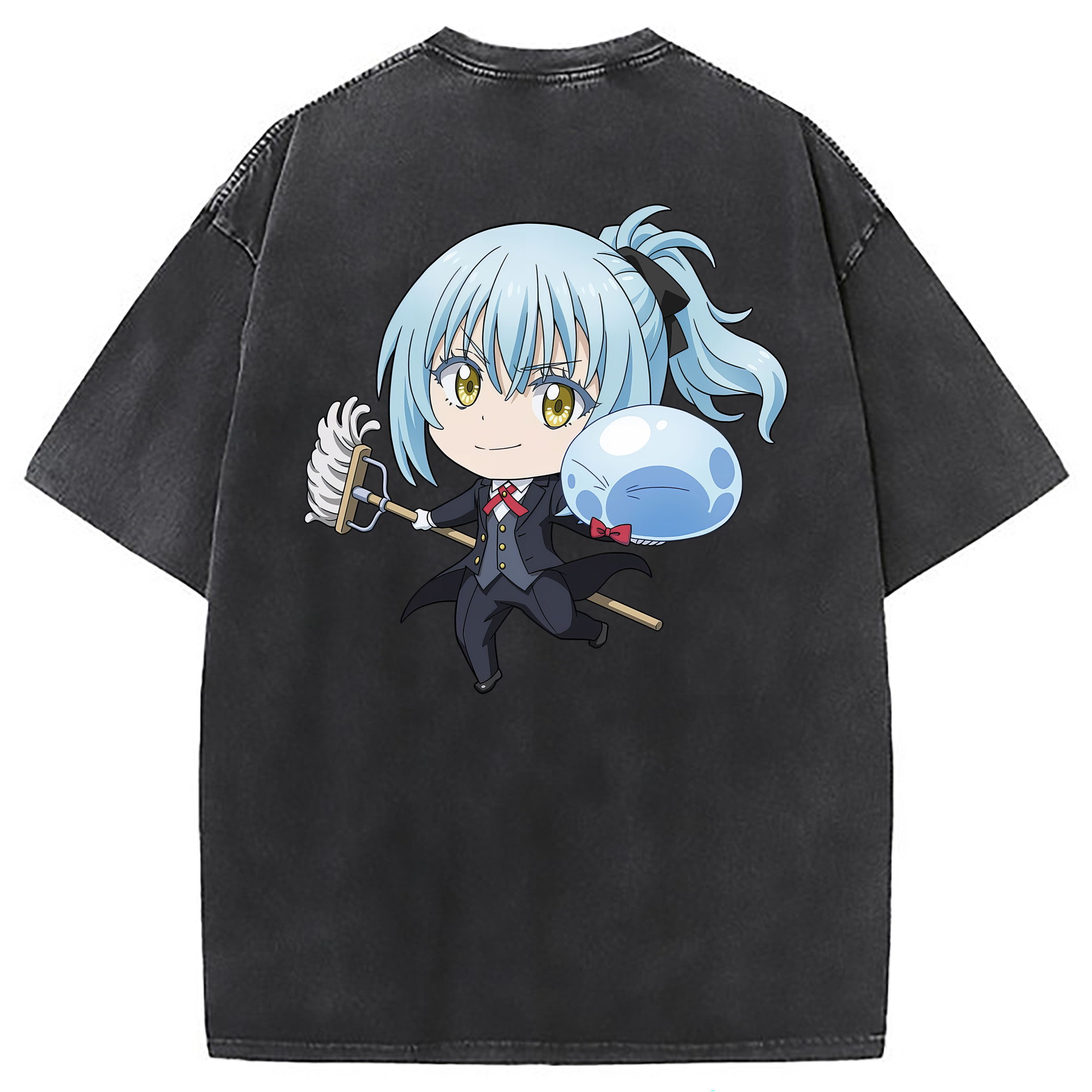 （画像用） 転スラ Regarding Reincarnated to Slime 綿100% ヴィンテージ風 半袖Tシャツ（背面プリント）