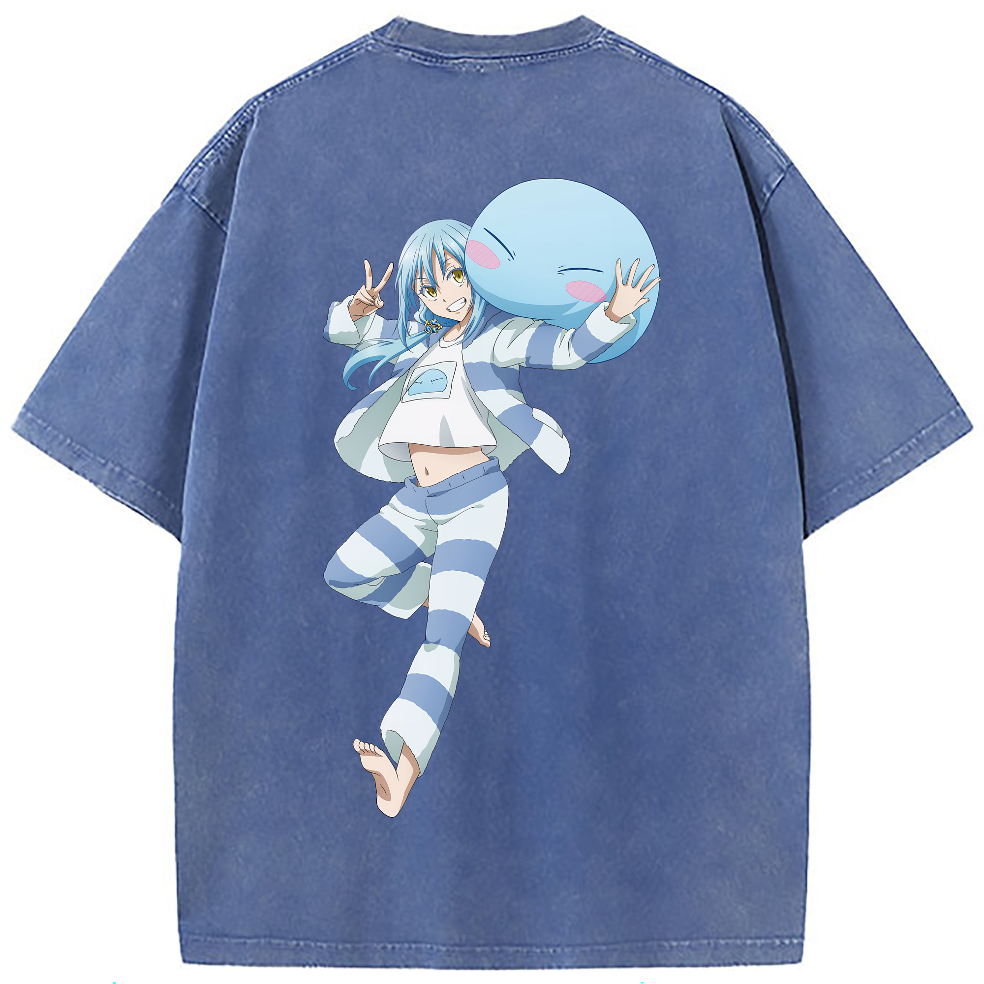 （画像用） 転スラ Regarding Reincarnated to Slime 綿100% ヴィンテージ風 半袖Tシャツ（背面プリント）