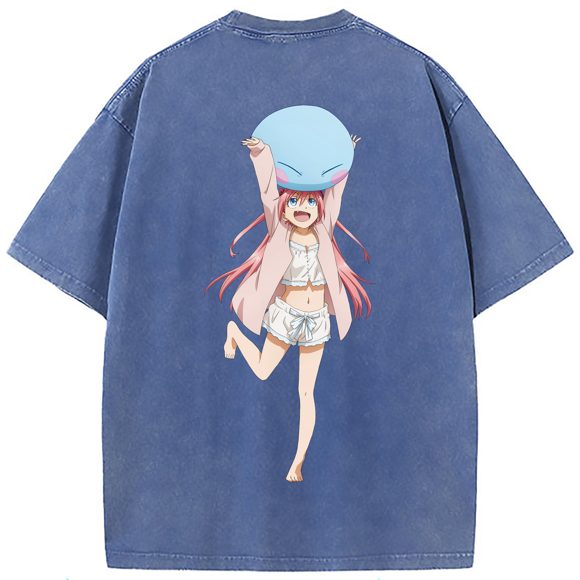 （画像用） 転スラ Regarding Reincarnated to Slime 綿100% ヴィンテージ風 半袖Tシャツ（背面プリント）