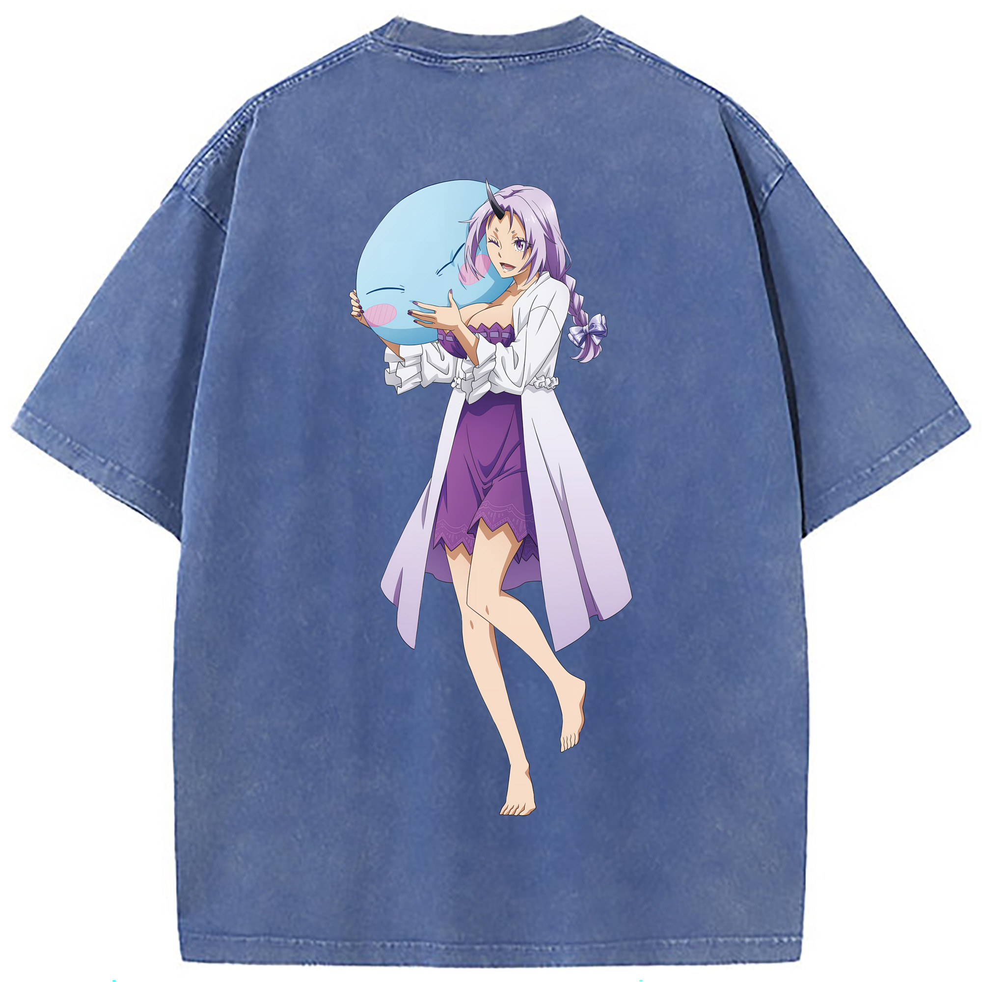 （画像用） 転スラ Regarding Reincarnated to Slime 綿100% ヴィンテージ風 半袖Tシャツ（背面プリント）