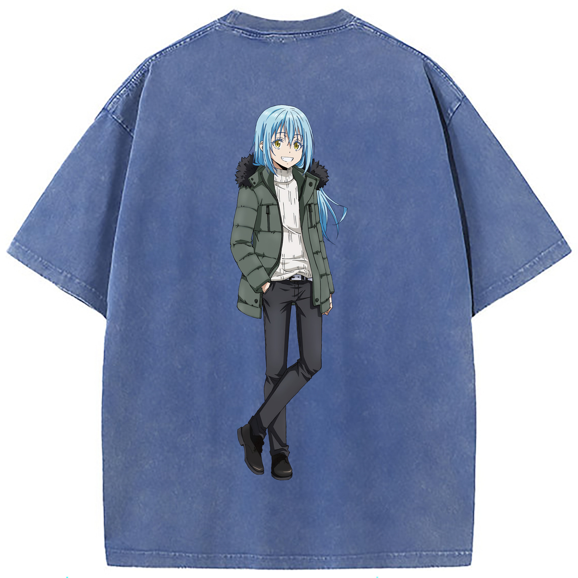 （画像用） 転スラ Regarding Reincarnated to Slime 綿100% ヴィンテージ風 半袖Tシャツ（背面プリント）