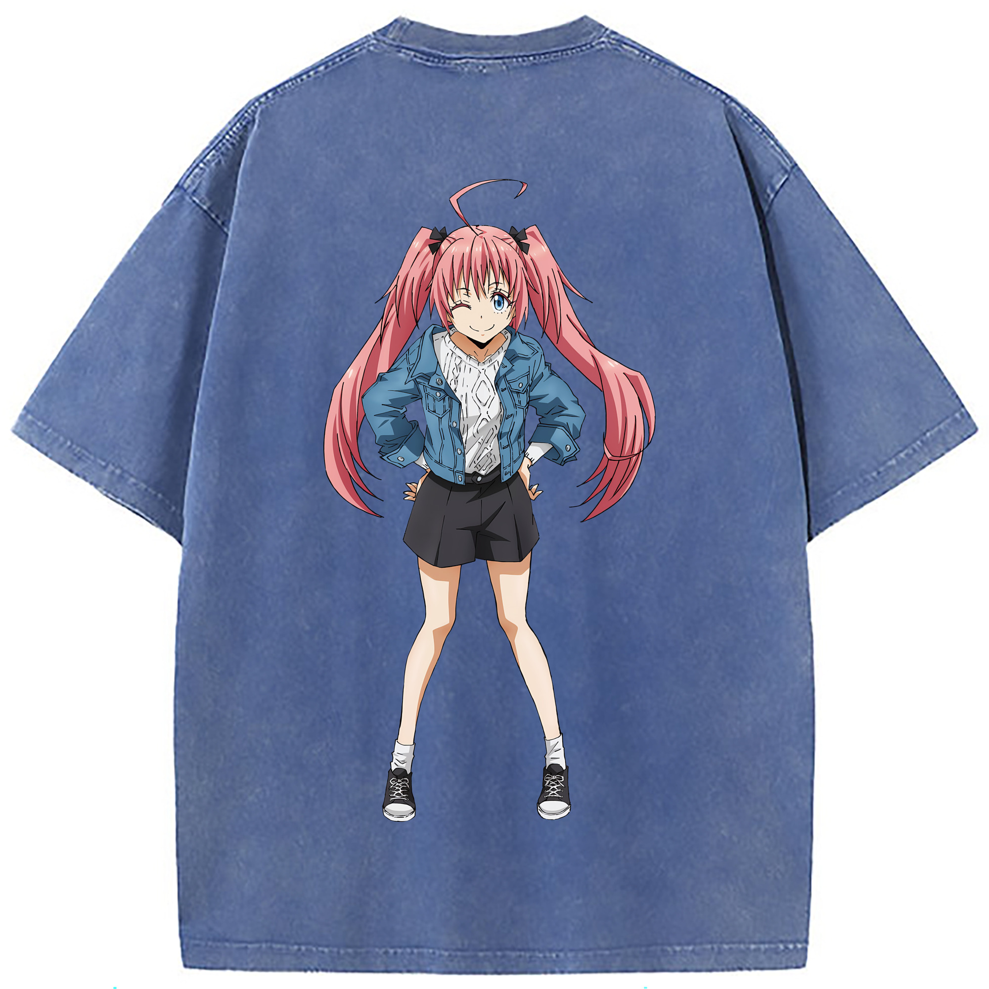 （画像用） 転スラ Regarding Reincarnated to Slime 綿100% ヴィンテージ風 半袖Tシャツ（背面プリント）