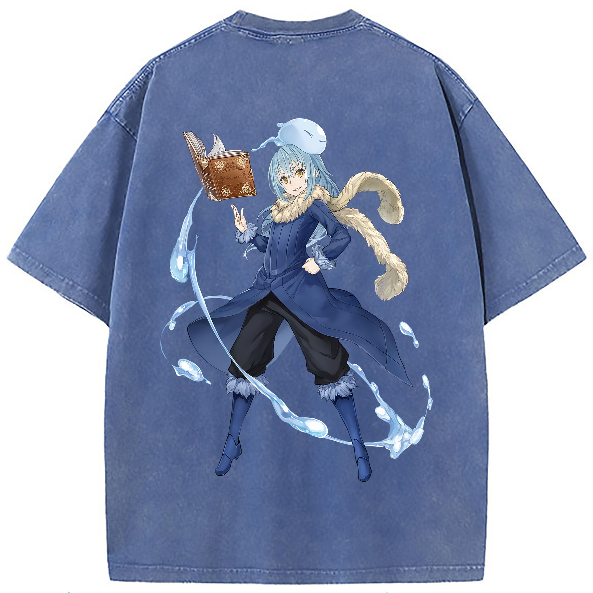 （画像用） 転スラ Regarding Reincarnated to Slime 綿100% ヴィンテージ風 半袖Tシャツ（背面プリント）